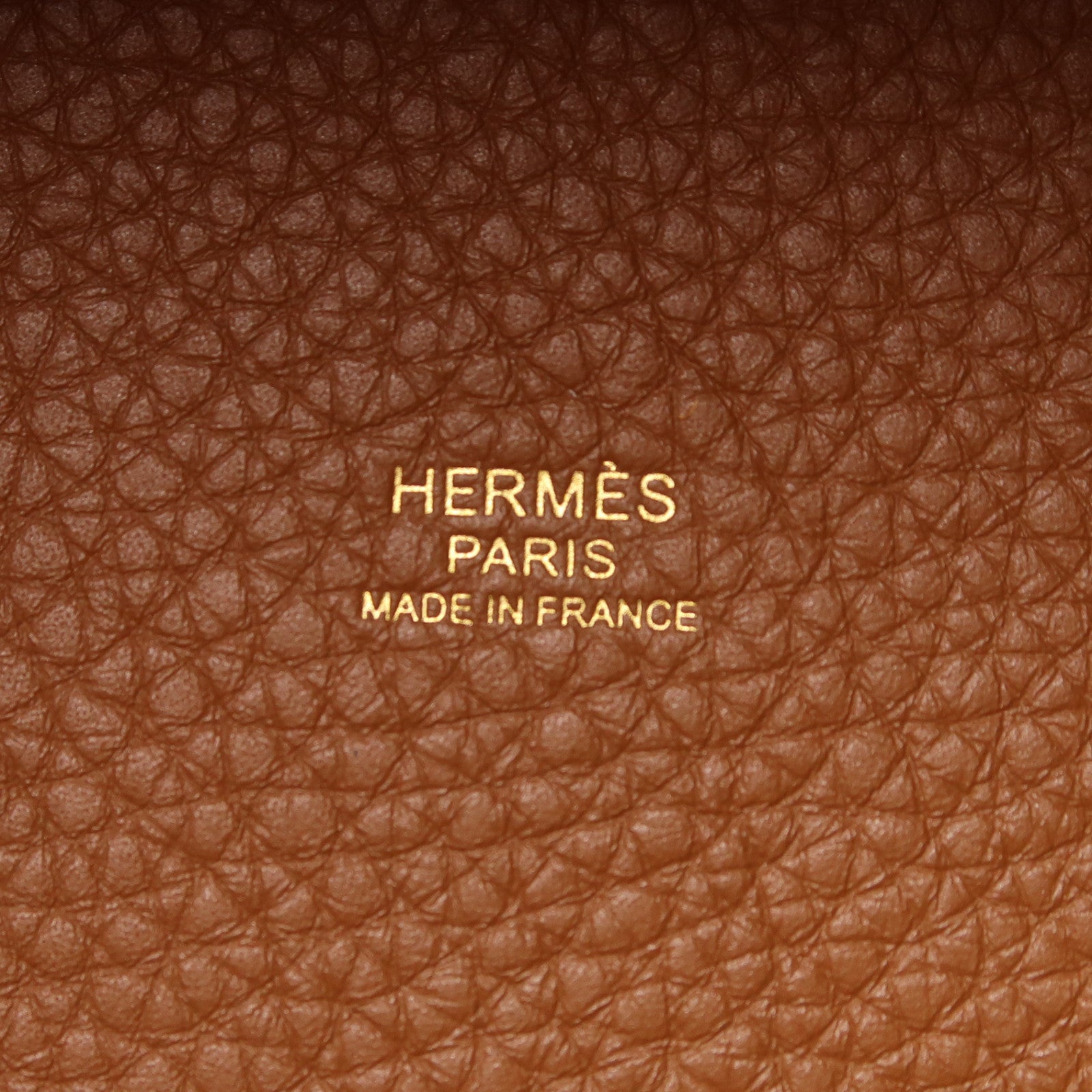 HERMES Clemence皮革Picotin PM金扣手挽袋Gold棕色