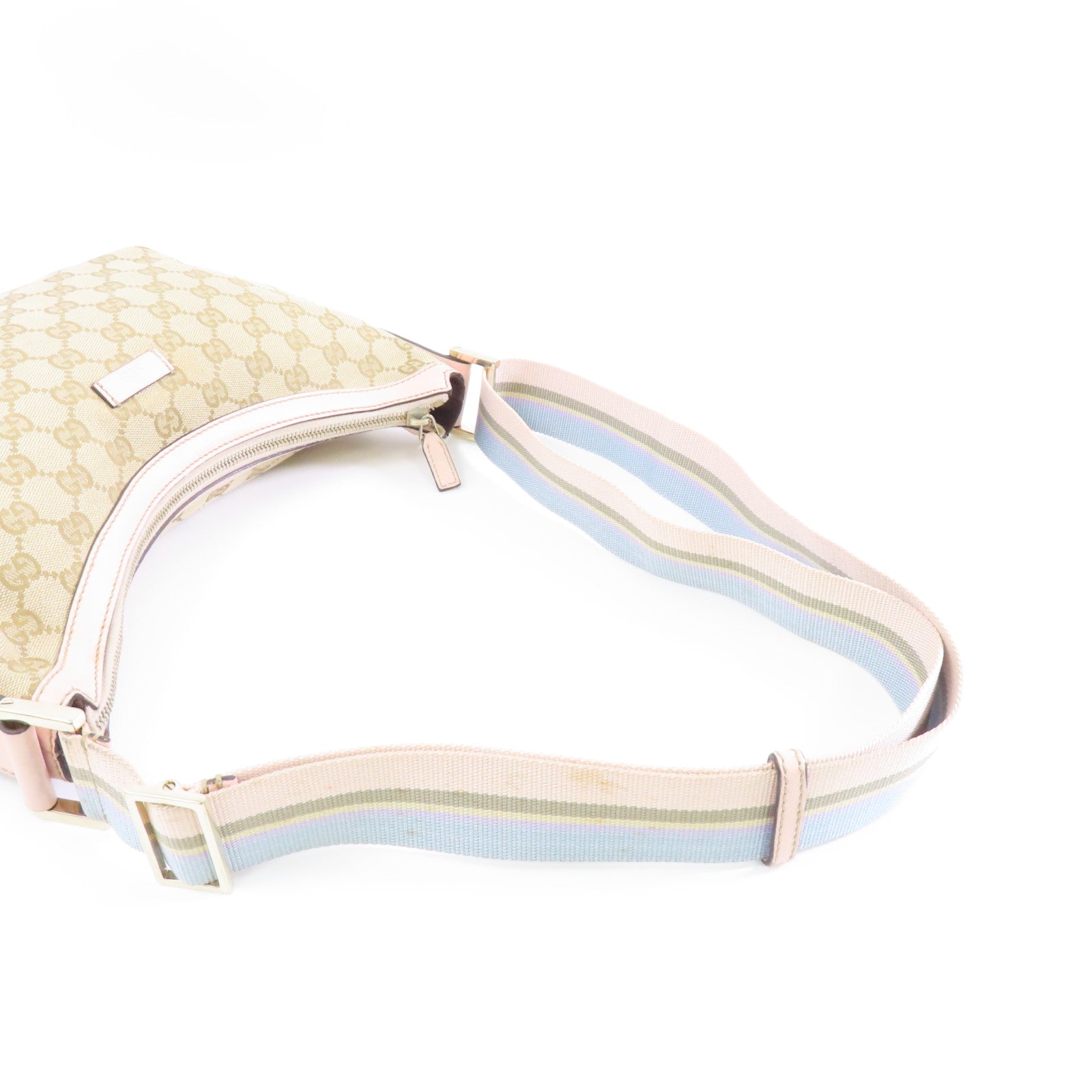 GUCCI 帆布Shoulder Bag金扣肩背袋啡色粉紅色
