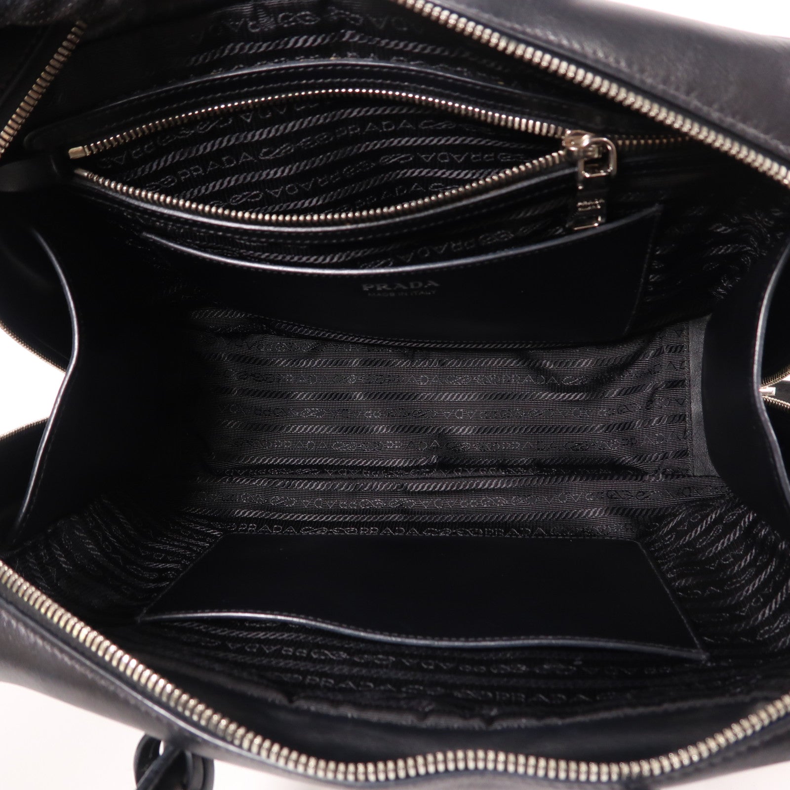 PRADA SHW 2 Way Shoulder Bag 1BB045 Calfskin Leather Black