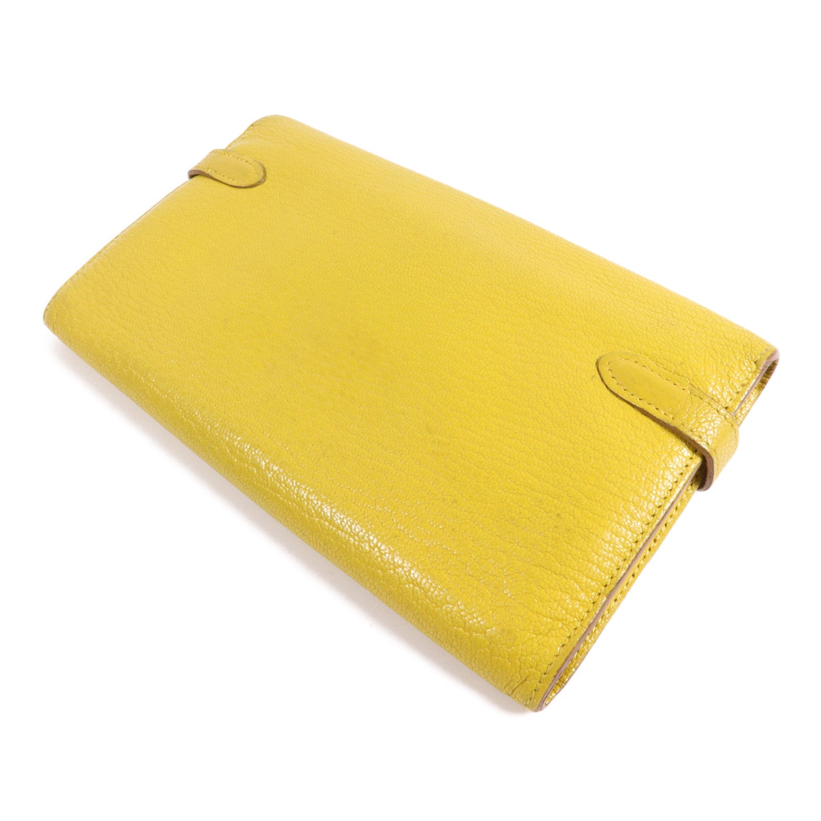 HERMES Chevre皮革Kelly Wallet長錢包Jaune Ambre