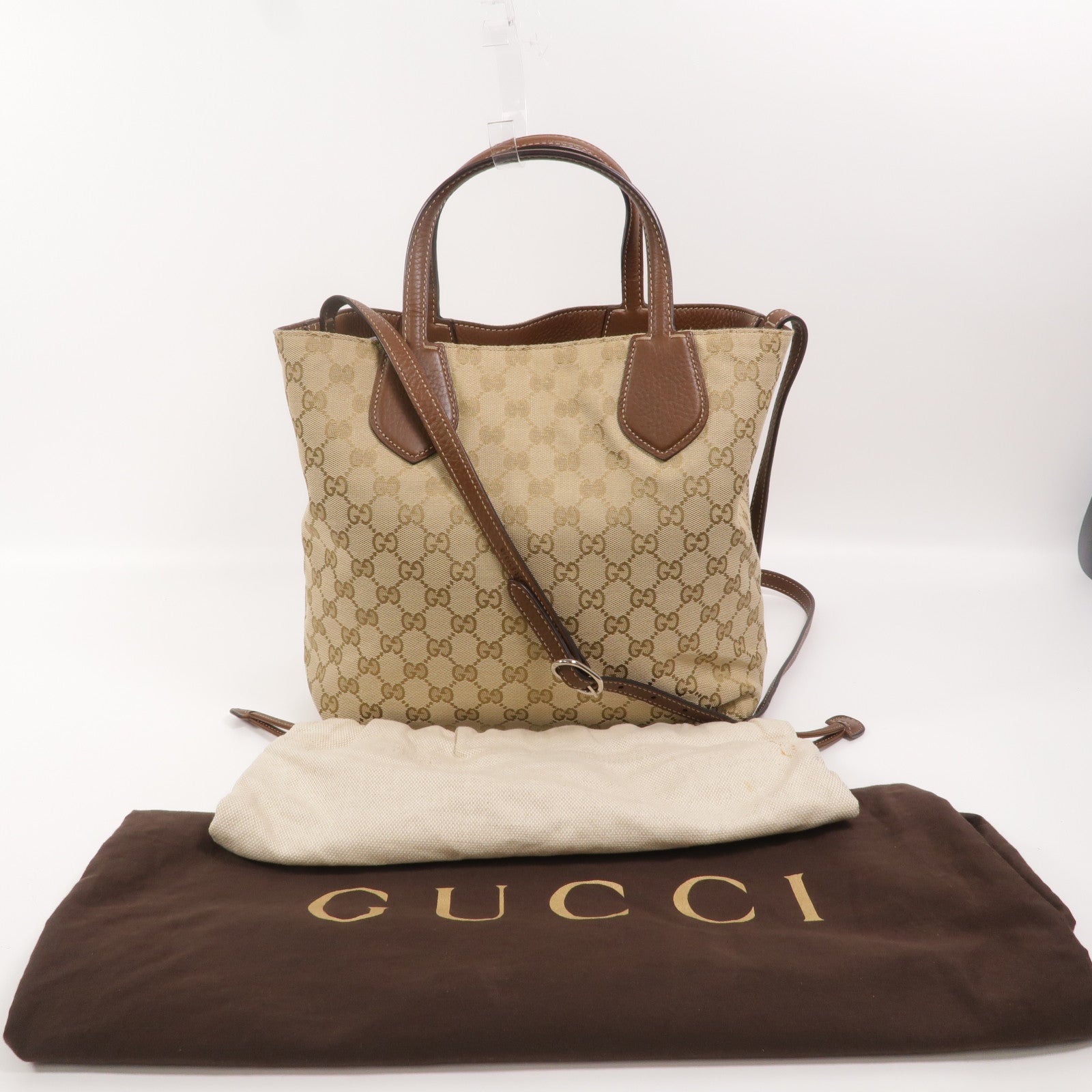 GUCCI 帆布/牛皮皮革GG Reversible Ramble Tote Bag手挽肩背兩用袋