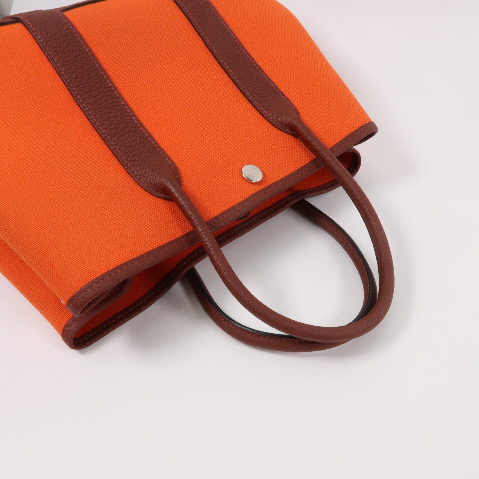 HERMES 帆布Garden Party TPM手挽袋Capucine/Rough H