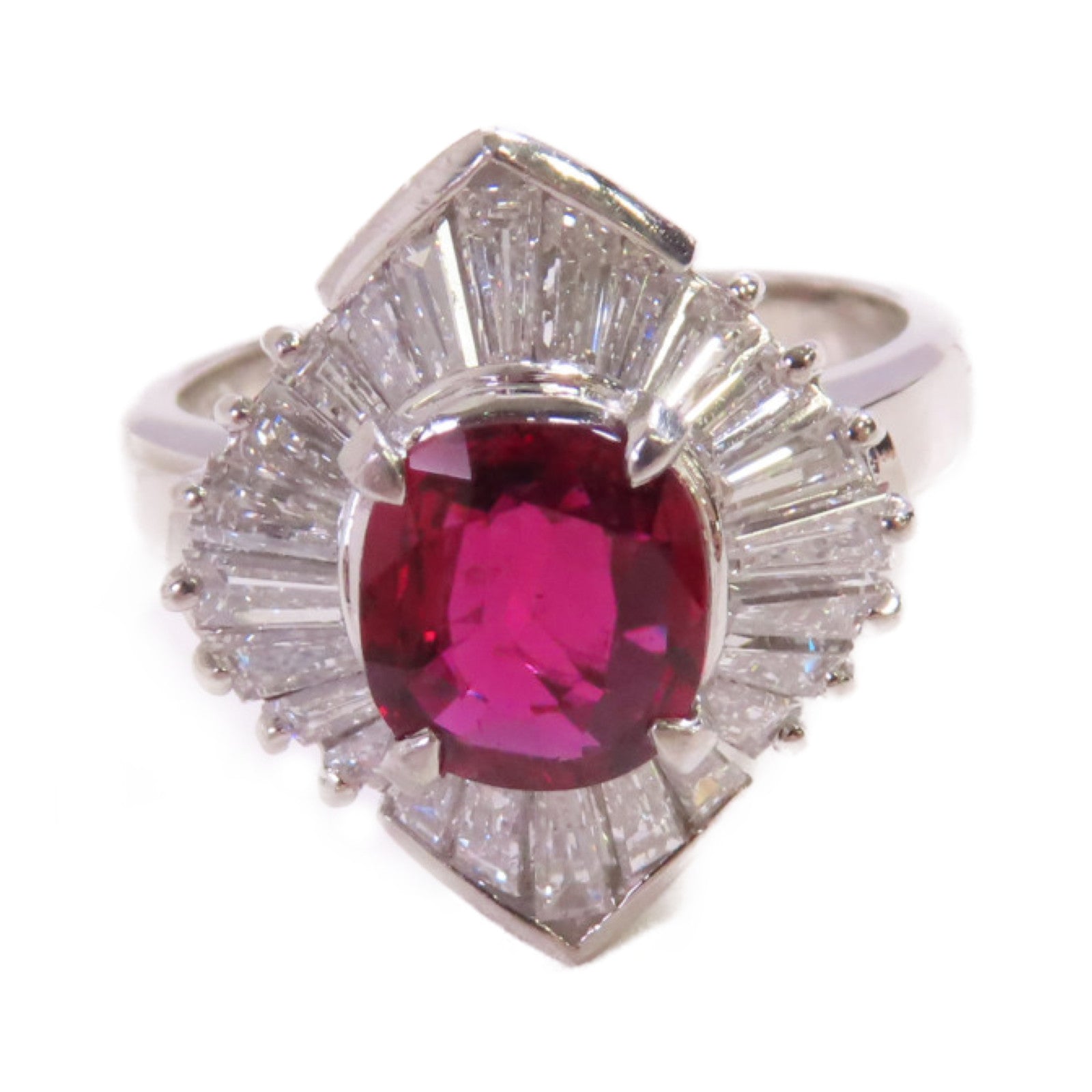 JEWELRY PT900鉑金/1.23ct紅寶石/1.22ct鑚石Ruby Diamond Ring 戒指US#5.75