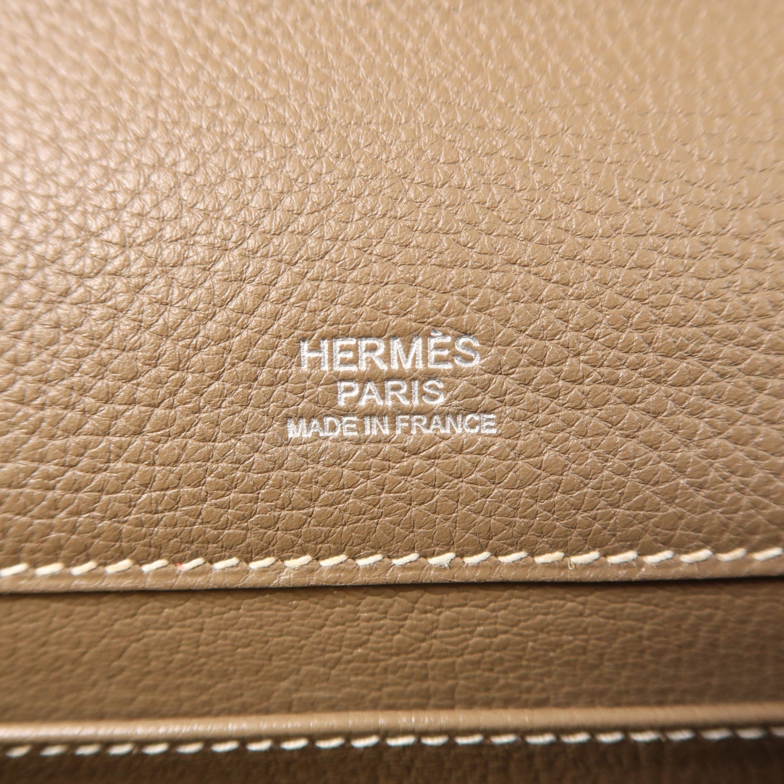 HERMES Togo皮革Etribelt銀扣手挽袋Etoupe