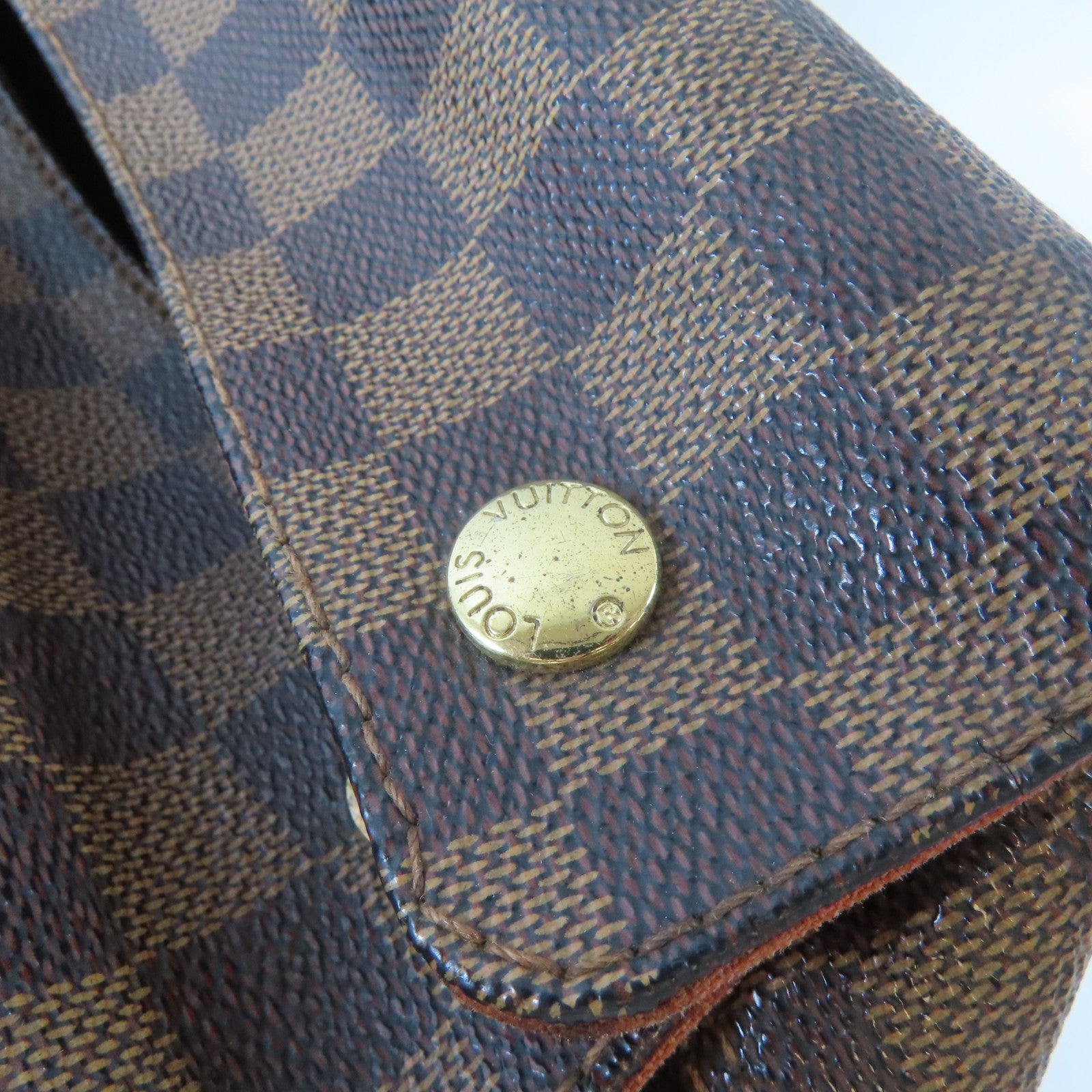 LOUIS VUITTON Damier Naviglio金扣肩背袋啡色