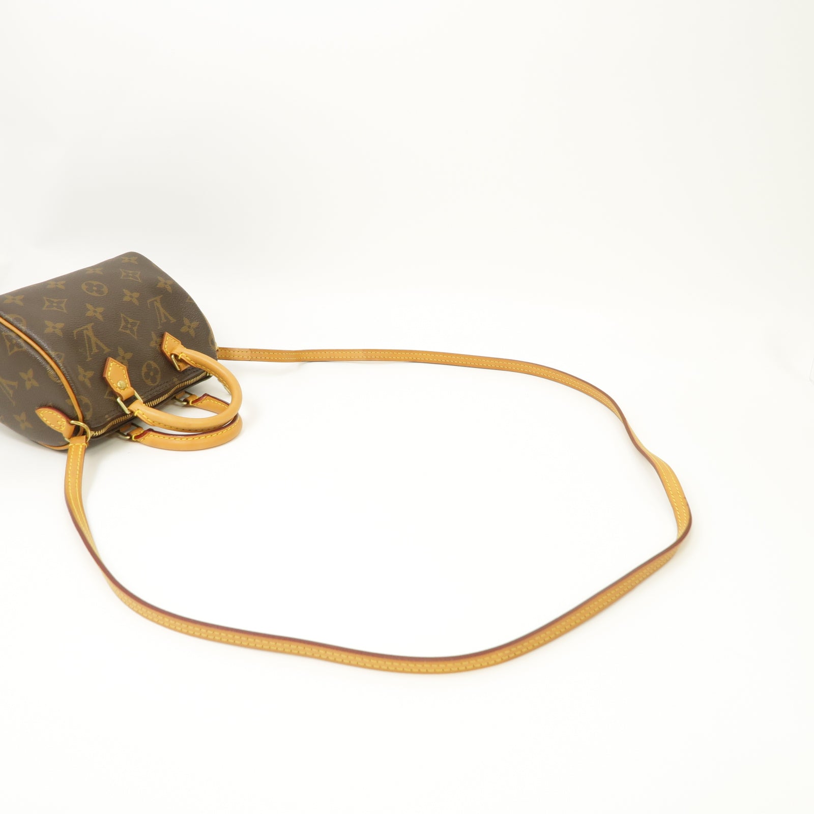 LOUIS VUITTON Monogram Nano Speedy金扣手挽肩背兩用袋啡色