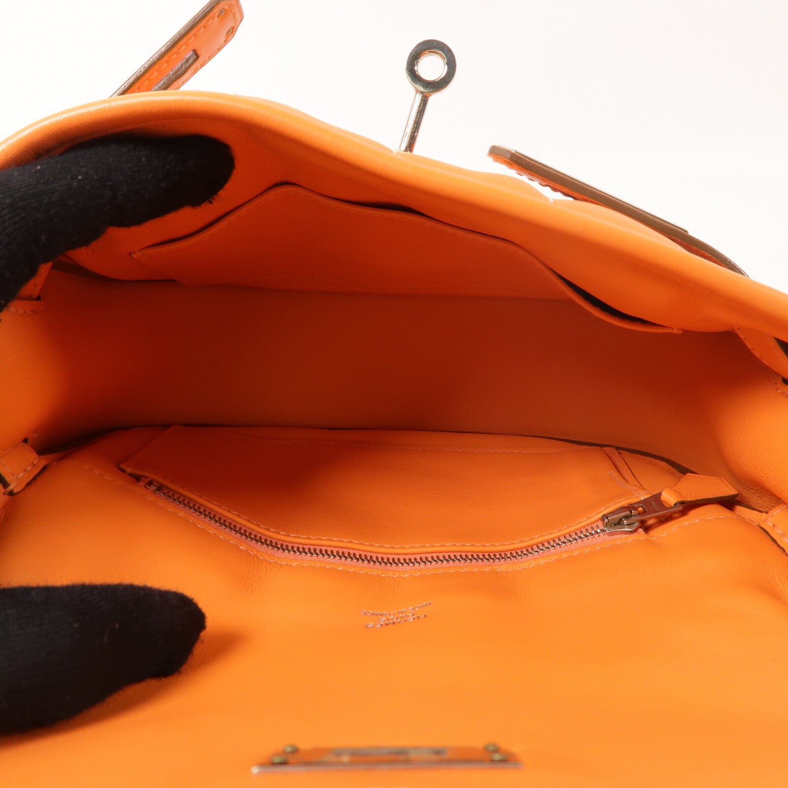 HERMES Swift皮革Mini Berline銀扣肩背袋Feu