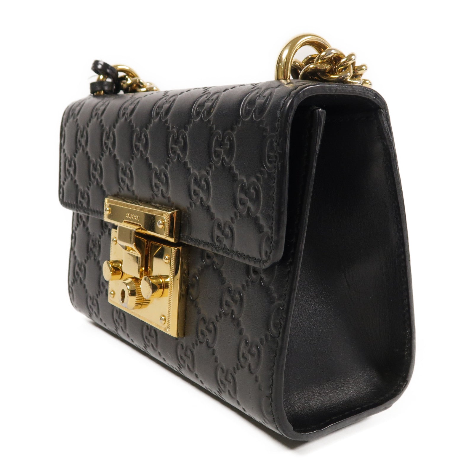 GUCCI 牛皮皮革Shoulder Bag金扣鏈帶肩背袋