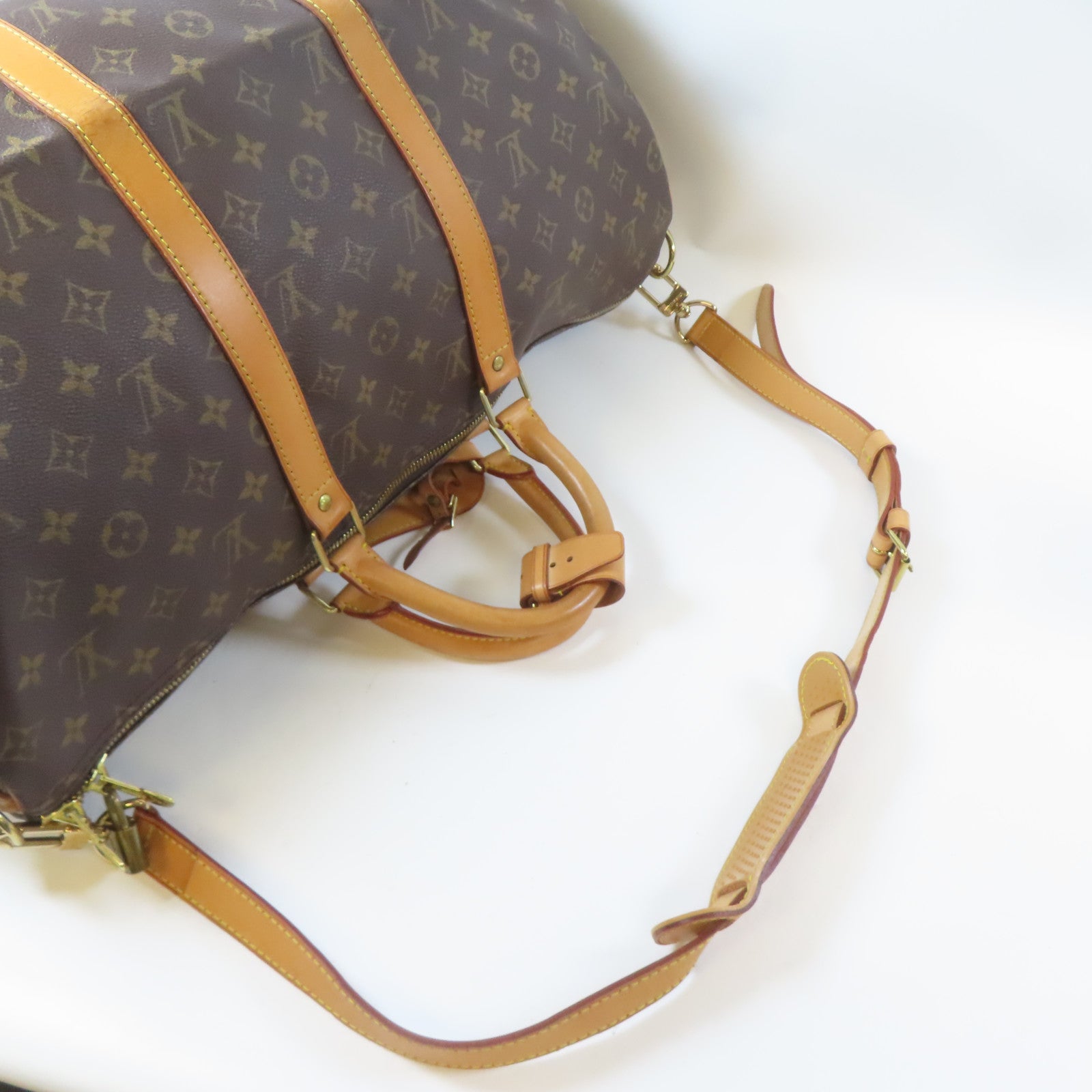 LOUIS VUITTON Monogram Keepall Bandouliere 50金扣手挽肩背兩用袋啡色