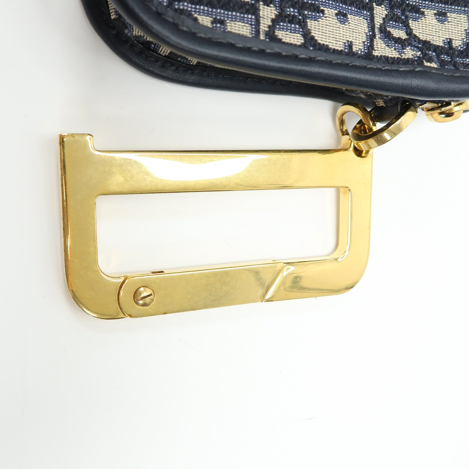 Dior 帆布Clutch Bag金扣手拿包深藍色/米色