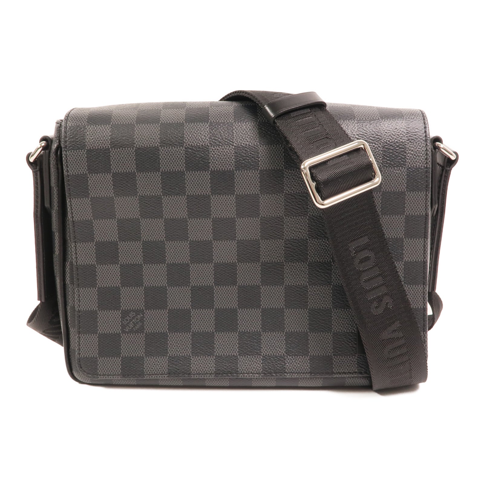 LOUIS VUITTON Damier Graphite District PM Messenger銀扣肩背袋