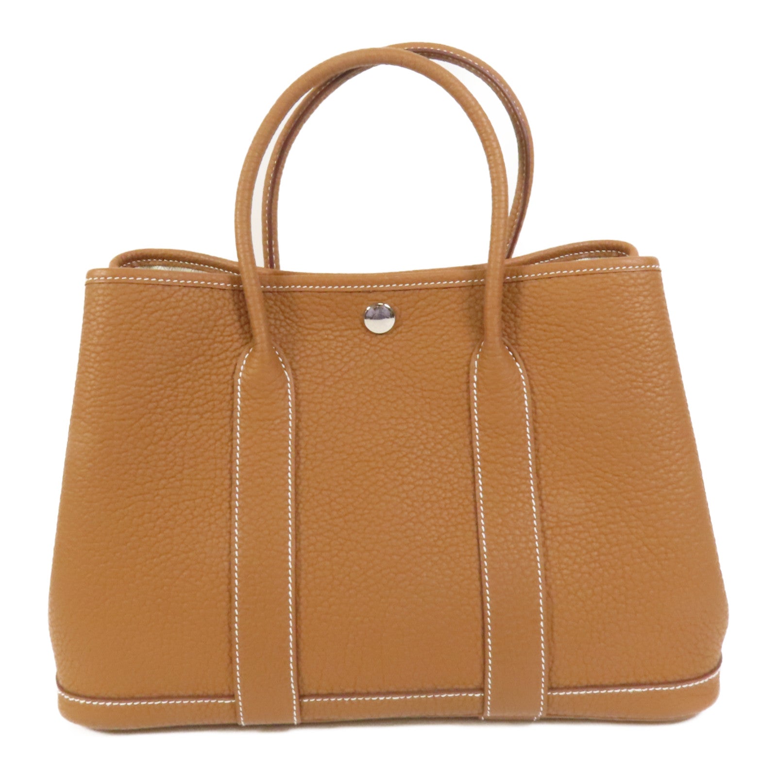 HERMES Negonda皮革Garden Party TPM銀扣手挽袋Havanne