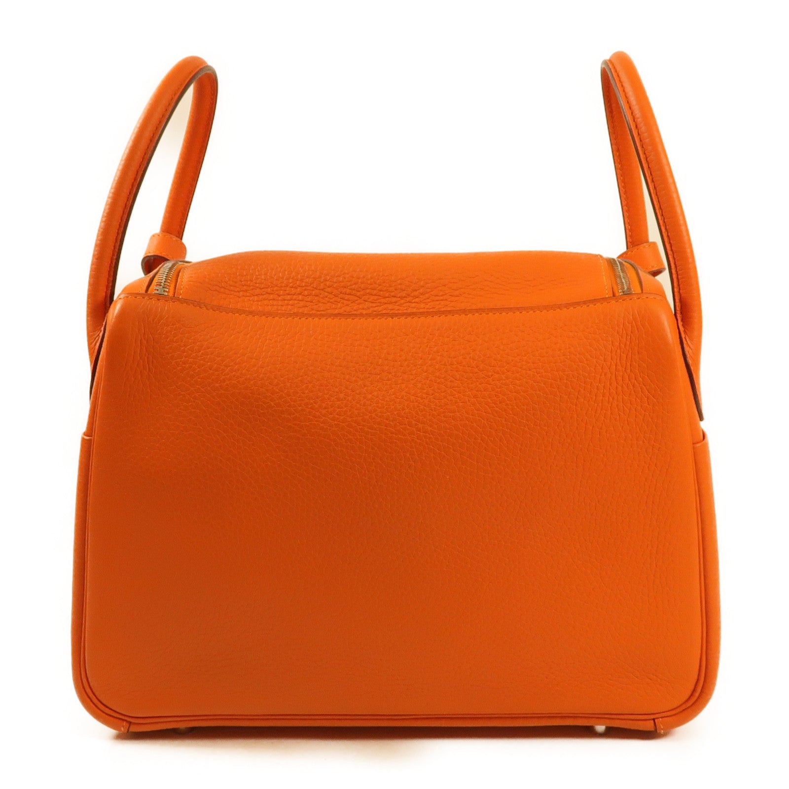 HERMES Clemence皮革Lindy 30銀扣肩背袋9J Feu