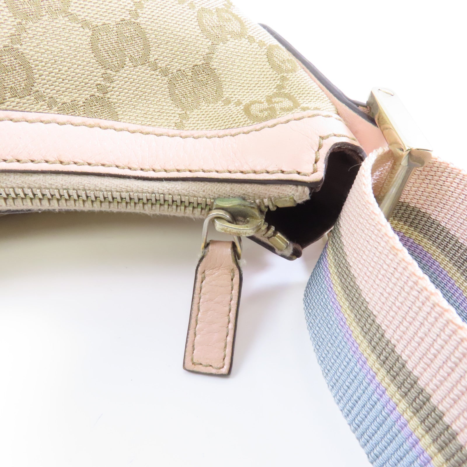GUCCI 帆布Shoulder Bag金扣肩背袋啡色粉紅色