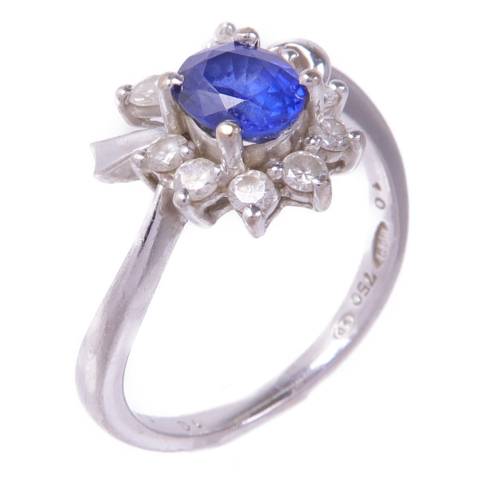 JEWELRY 【激減優惠】18K白金Sapphire Diamond Ring鑽石戒指US#5.75