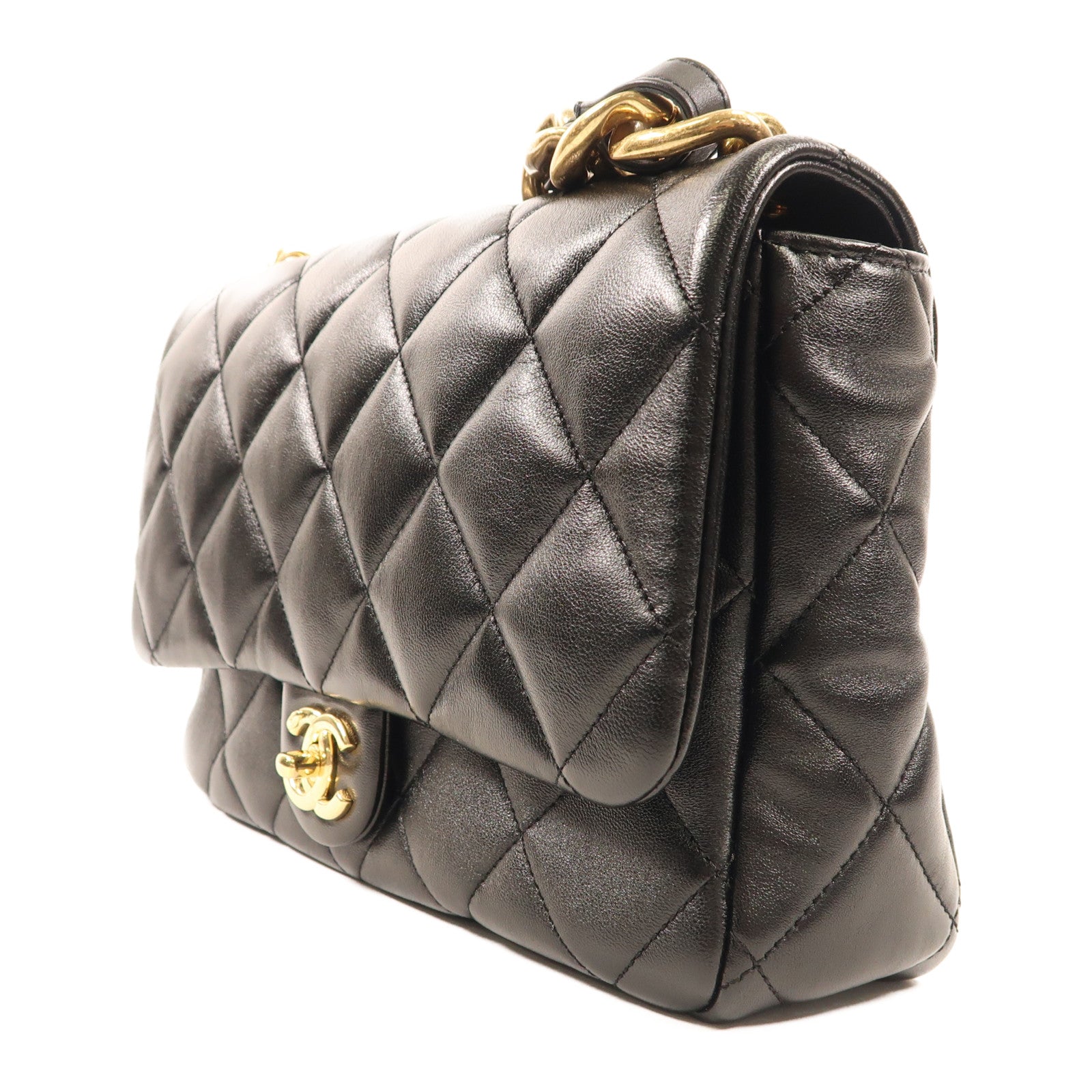 CHANEL 牛皮皮革Chain Shoulder Bag金扣鏈帶肩背袋