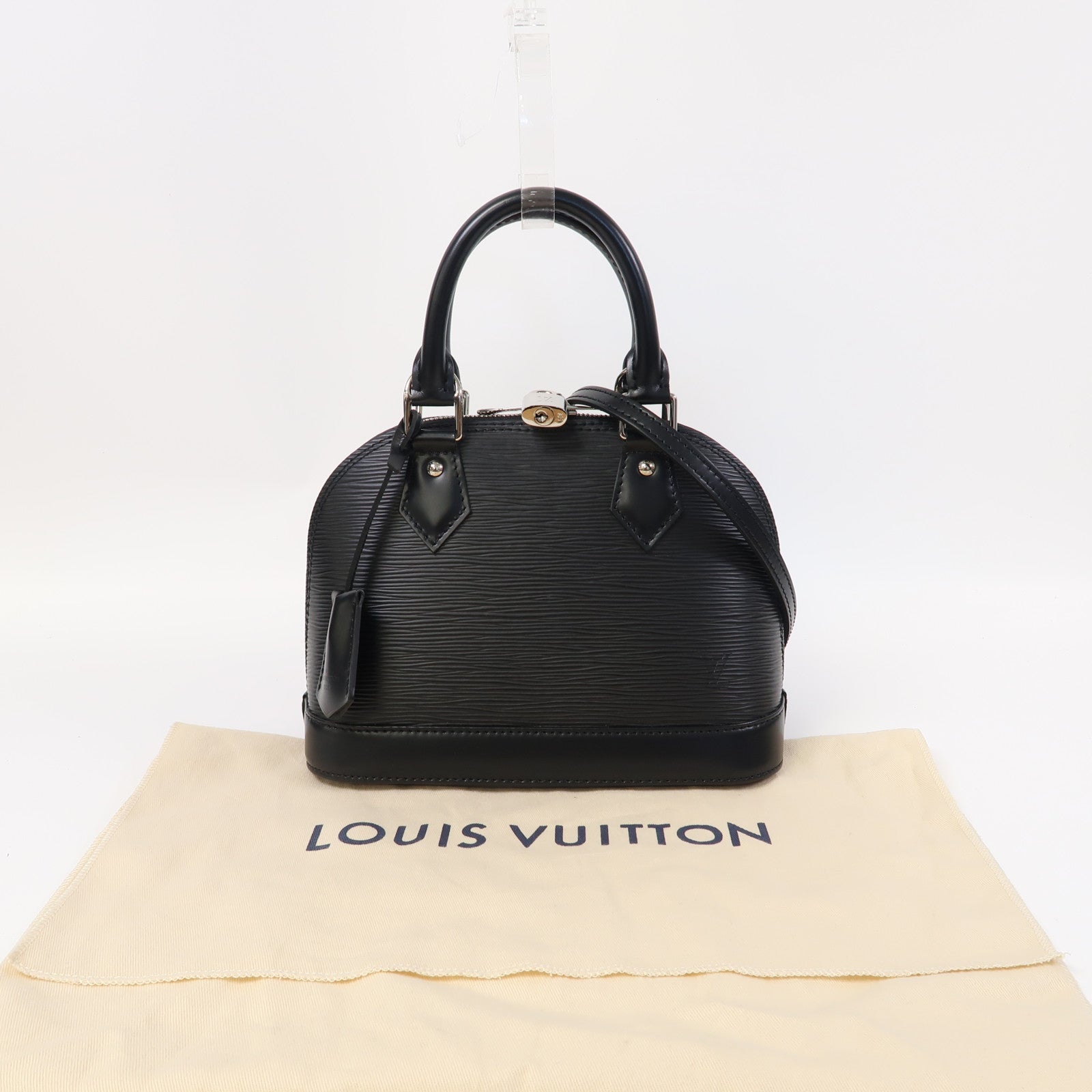 LOUIS VUITTON Epi Alma BB銀扣手挽肩背兩用袋黑色