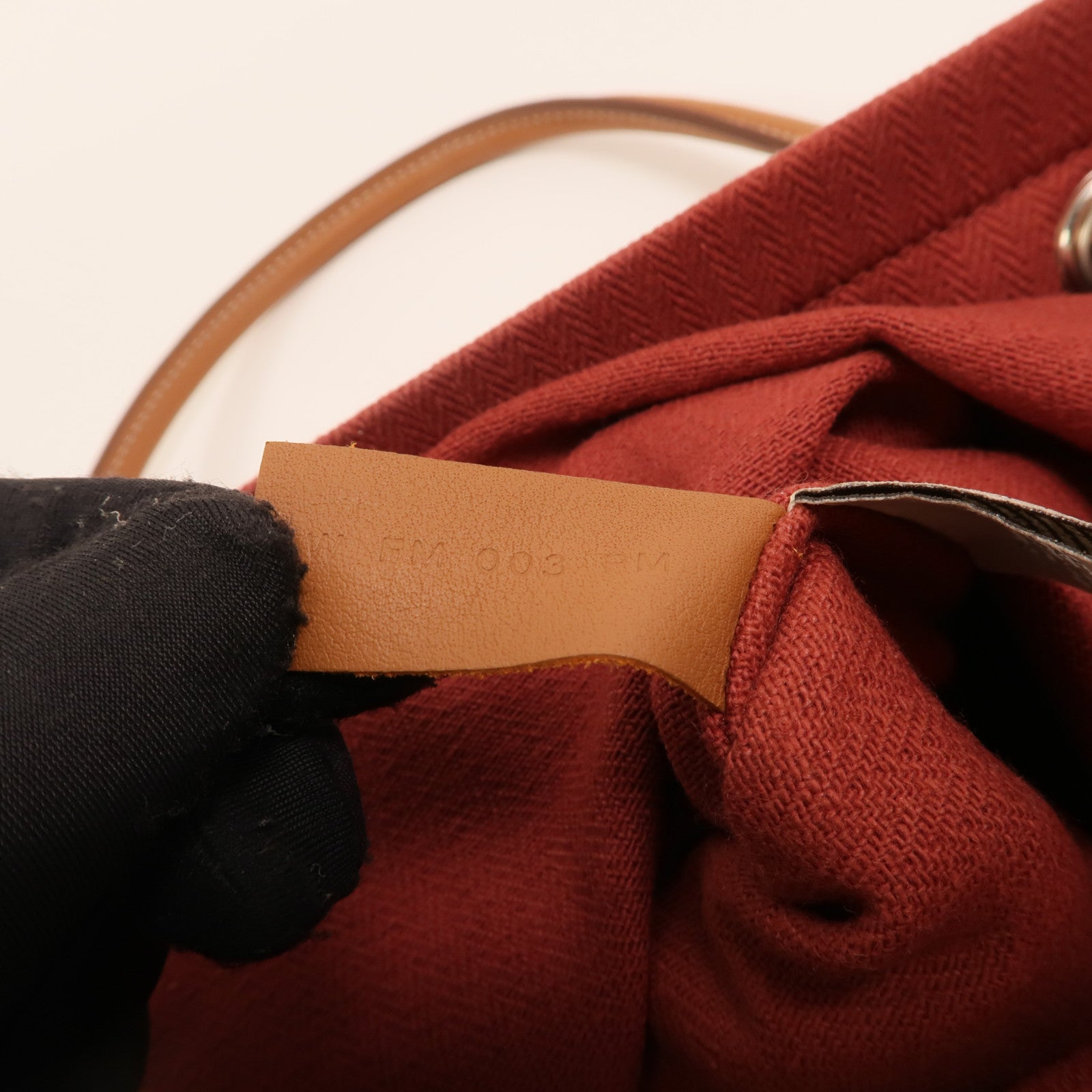 HERMES 帆布/Swift皮革Aline銀扣肩背袋Rouge H