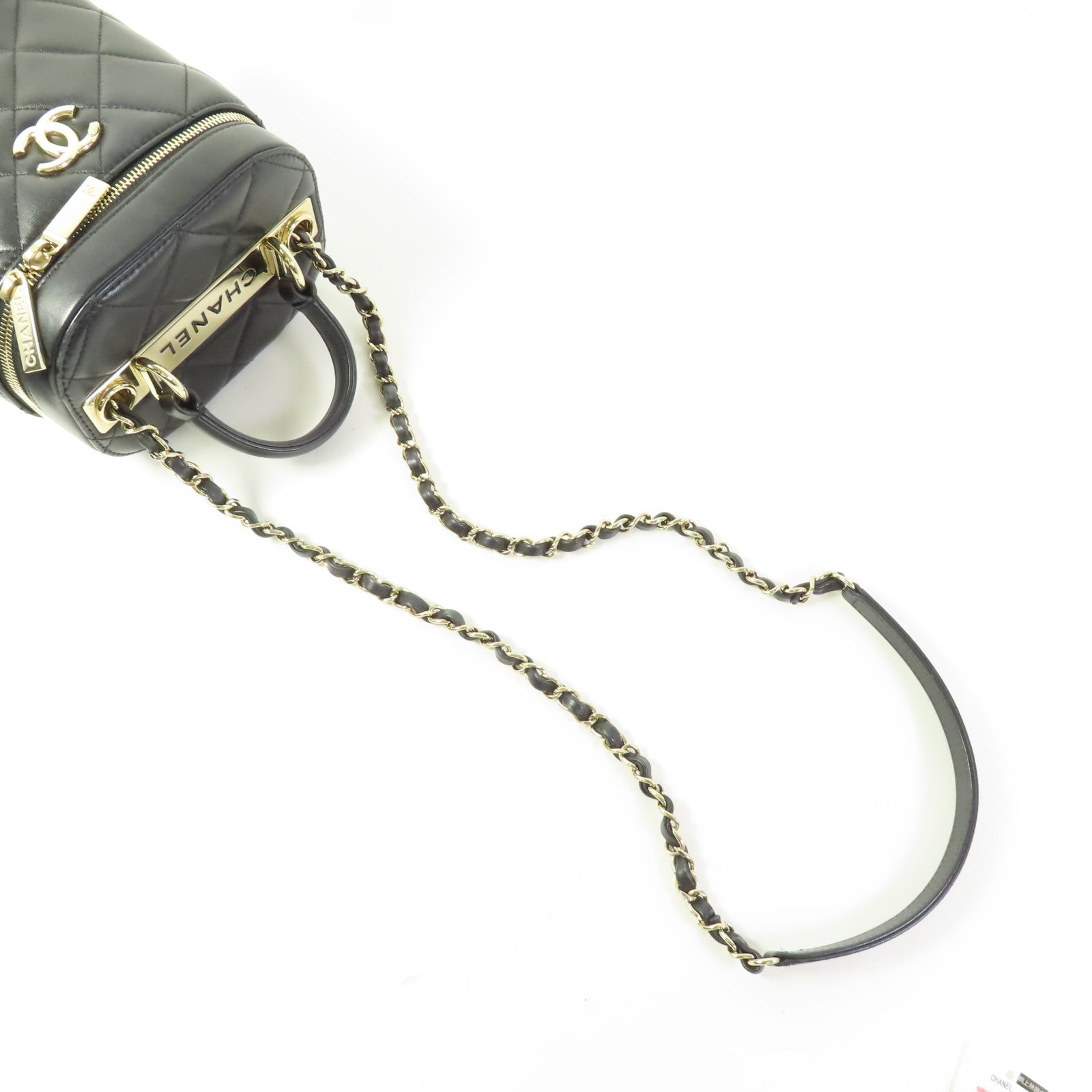 CHANEL CC GHW Trendy CC Vanity Case 2 Way Shoulder Bag Lambskin Leather Black