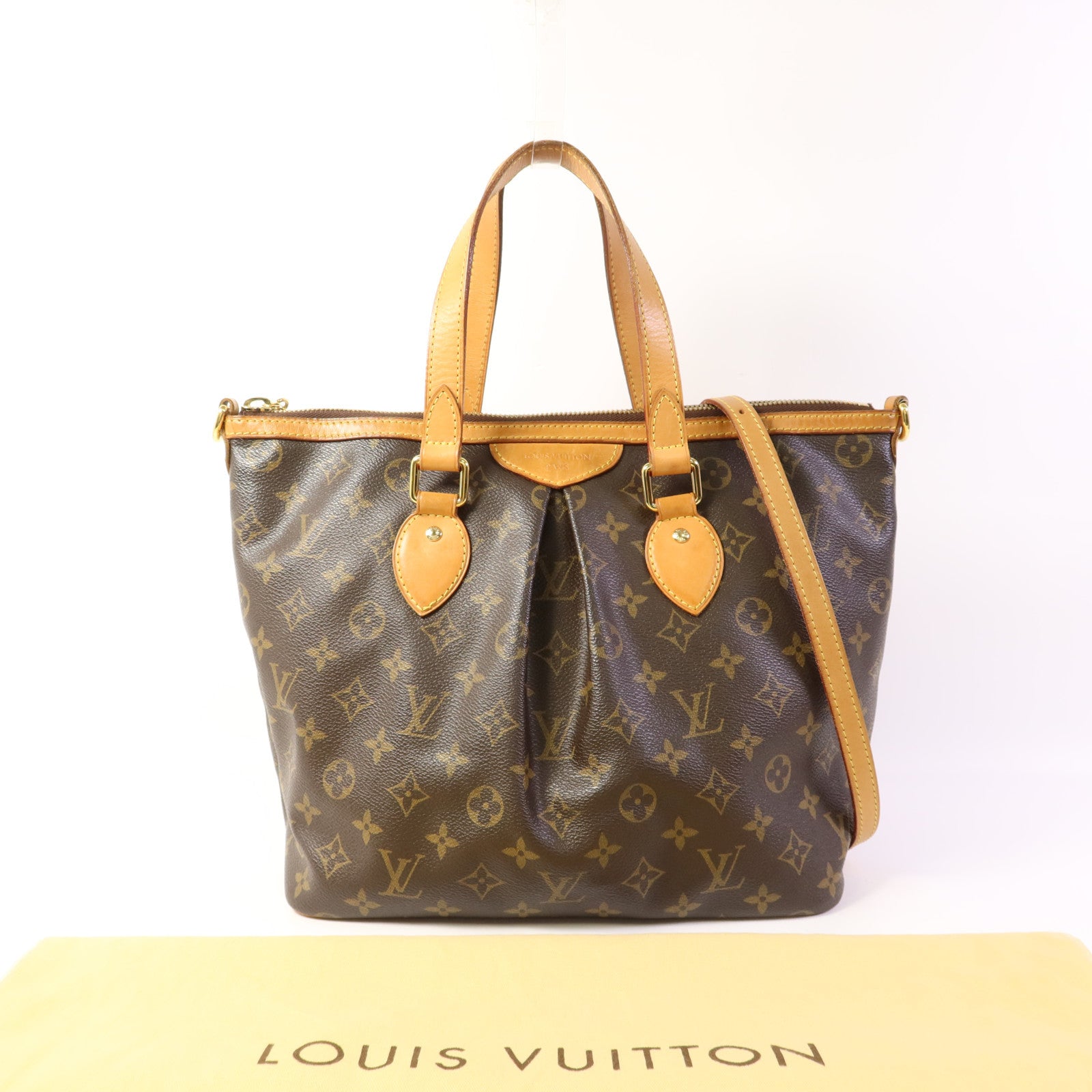 LOUIS VUITTON Monogram Palermo PM金扣手挽肩背兩用袋棕色