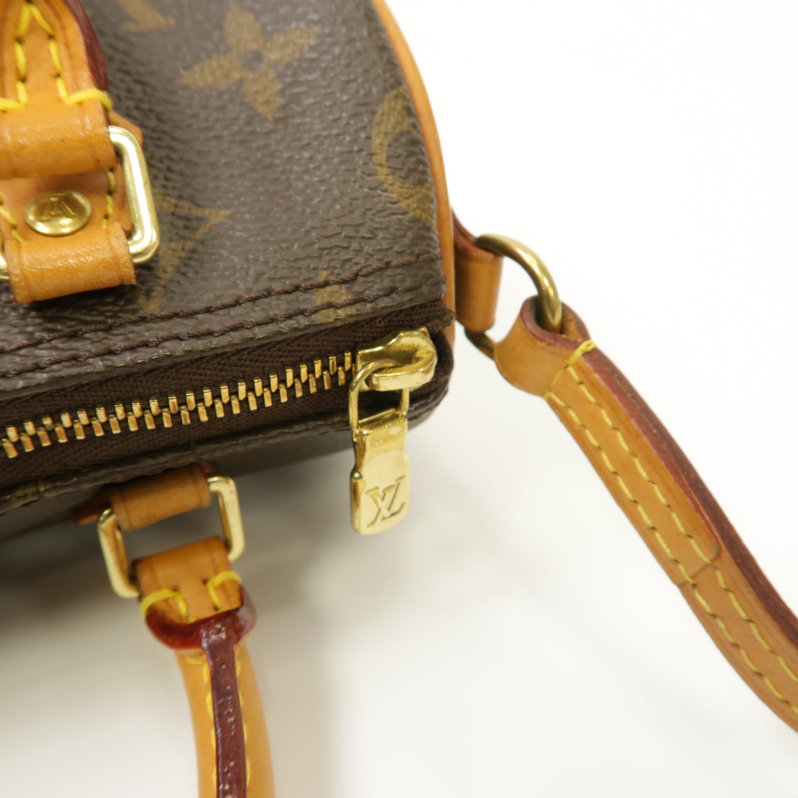 LOUIS VUITTON Monogram Nano Speedy金扣手挽肩背兩用袋啡色