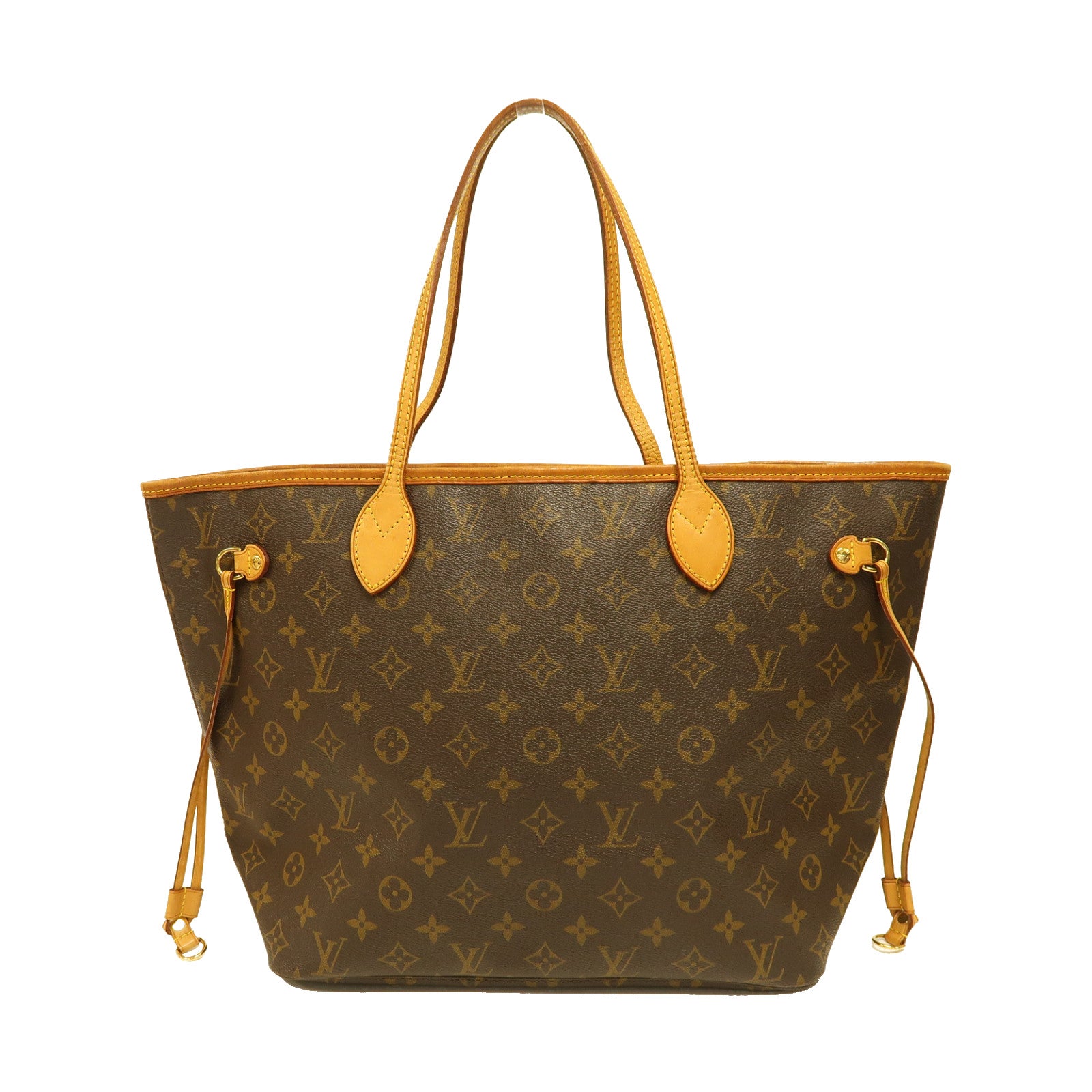LOUIS VUITTON Monogram Neverfull MM金扣手挽袋啡色
