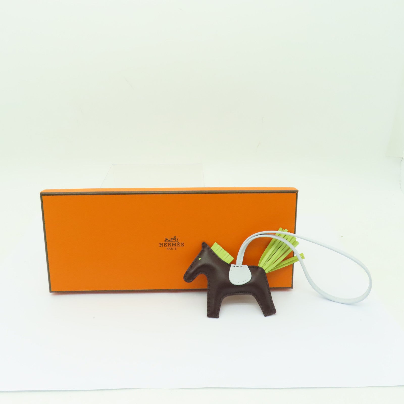 HERMES 【激減優惠】Swift皮革Rodeo PM Charm掛飾啡色/淺綠色