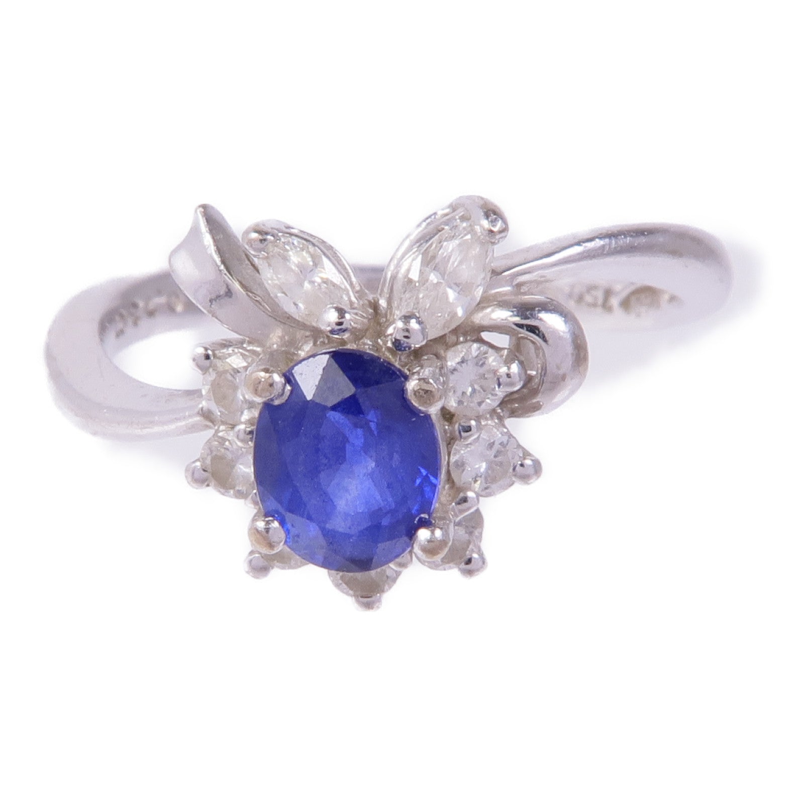 JEWELRY 【激減優惠】18K白金Sapphire Diamond Ring鑽石戒指US#5.75