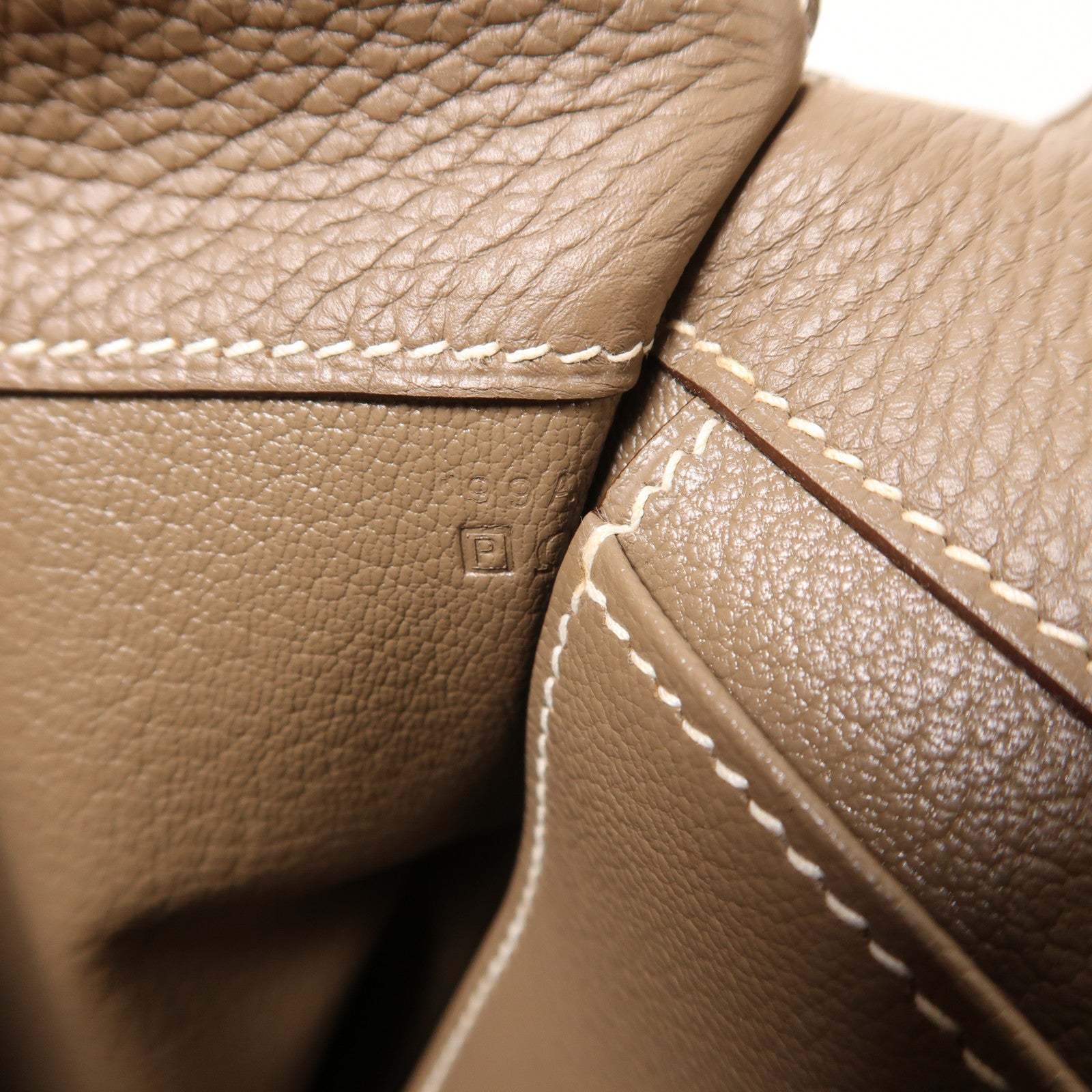 HERMES Togo皮革Etribelt銀扣手挽袋Etoupe