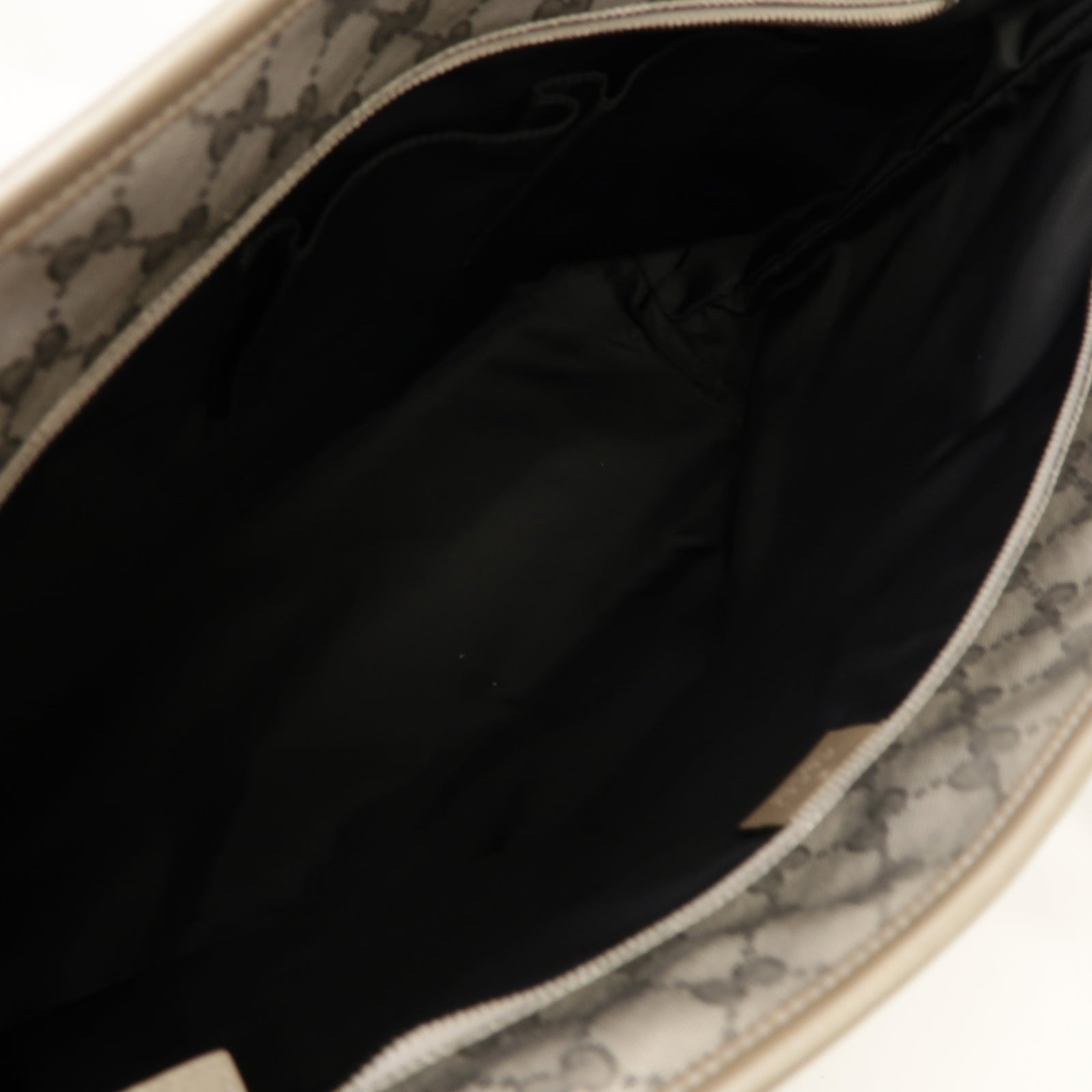 GUCCI 塗層帆布Shoulder Tote銀扣肩背袋銀色