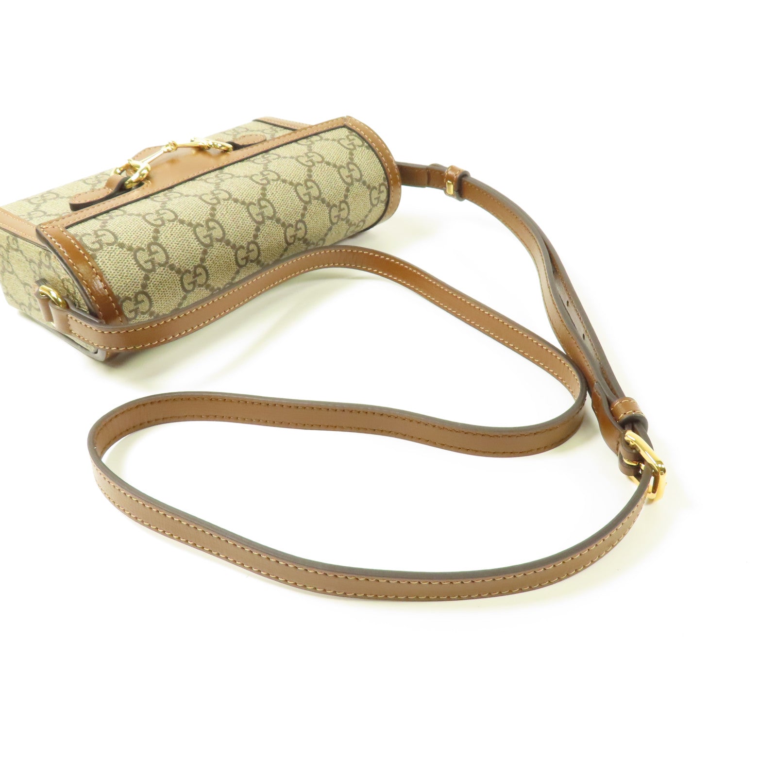 GUCCI 塗層帆布Horsebit 1955 Mini金扣肩背袋