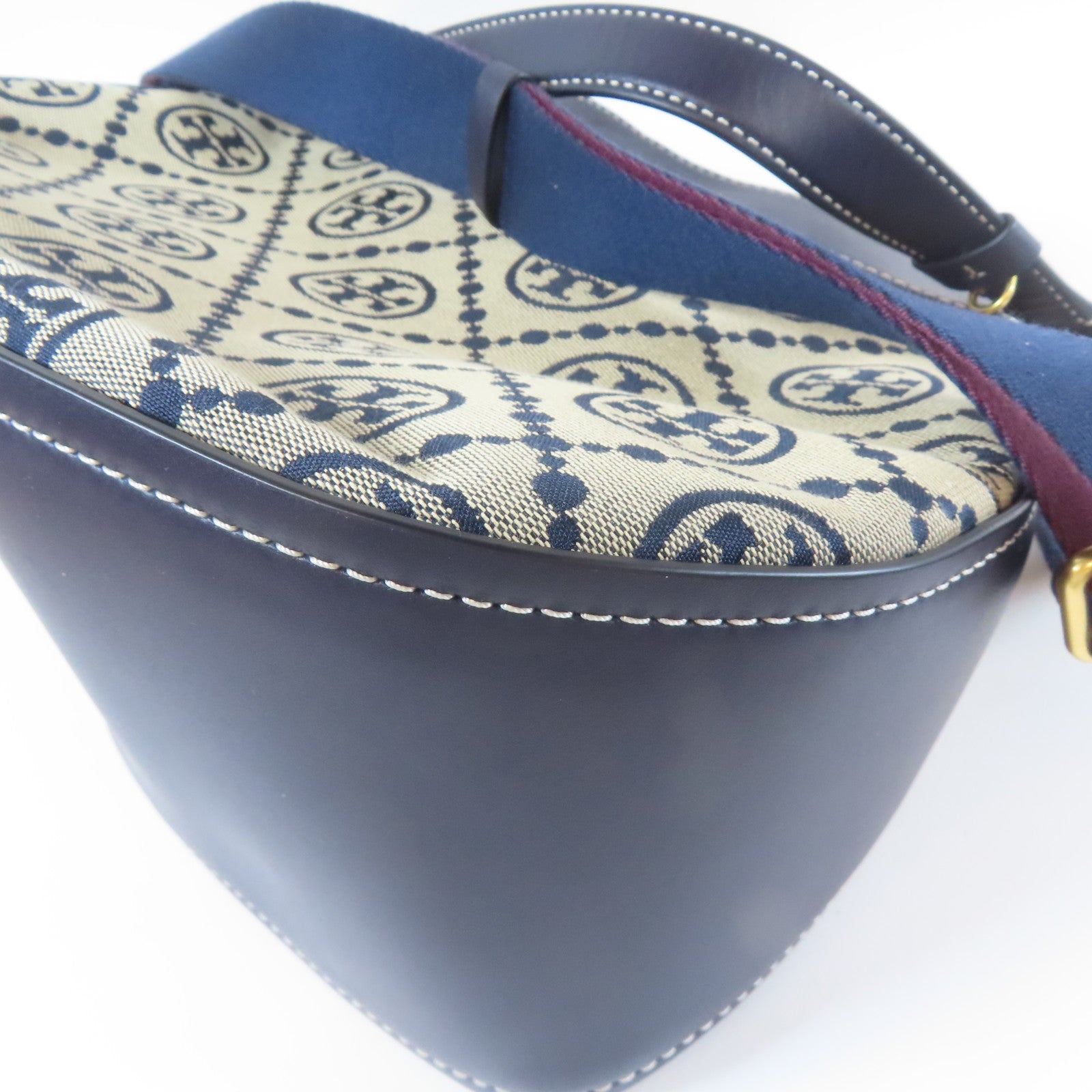 Tory Burch 帆布Shoulder Bag金扣手挽肩背兩用袋深藍色