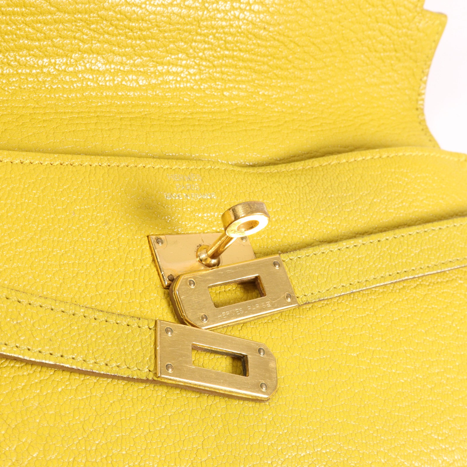 HERMES Chevre皮革Kelly Wallet長錢包Jaune Ambre