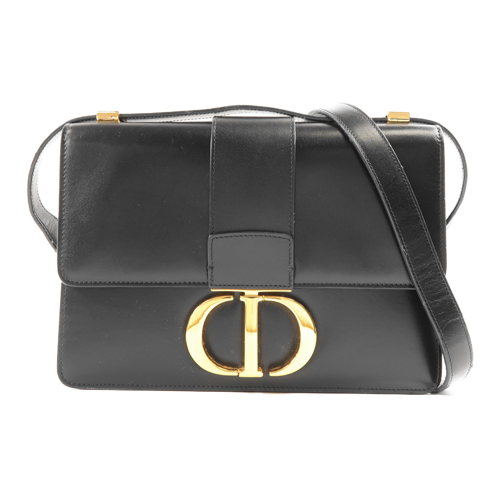 Dior CD GHW 30 Montaigne Shoulder Bag Calfskin Leather Black