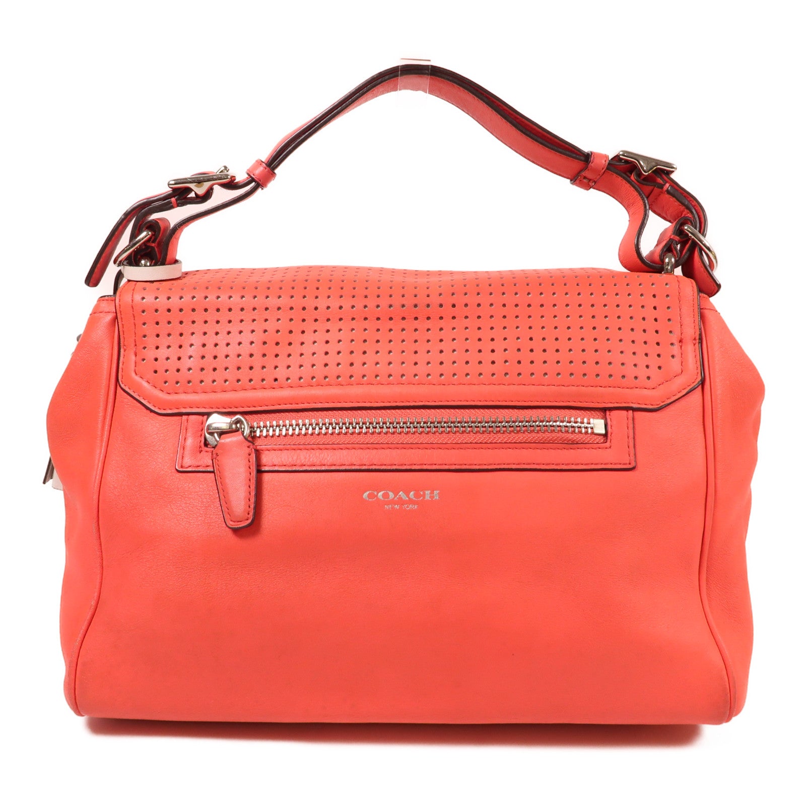 COACH 牛皮皮革2 Way Shoulde銀扣手挽肩背兩用袋