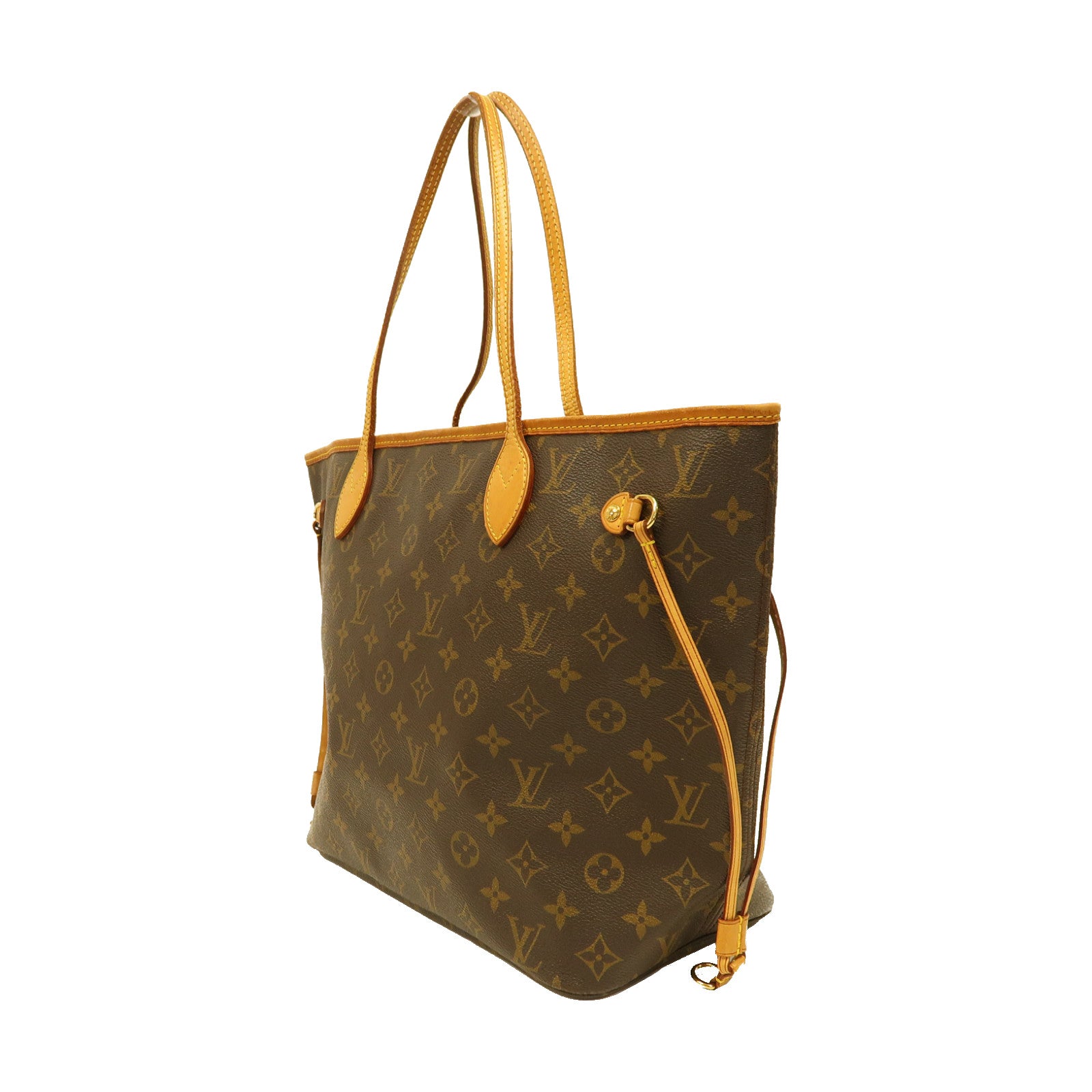 LOUIS VUITTON Monogram Neverfull MM金扣手挽袋啡色