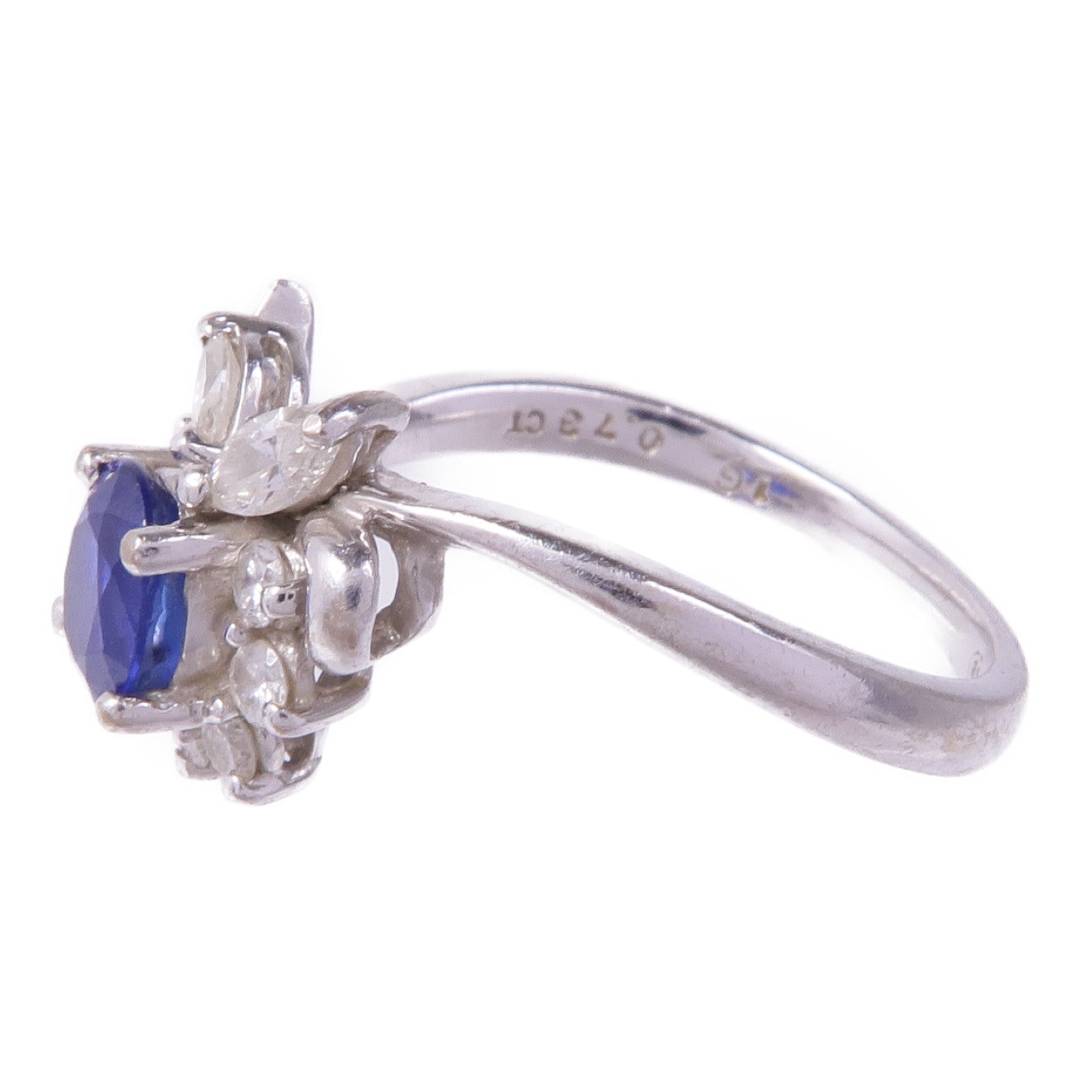 JEWELRY 【激減優惠】18K白金Sapphire Diamond Ring鑽石戒指US#5.75