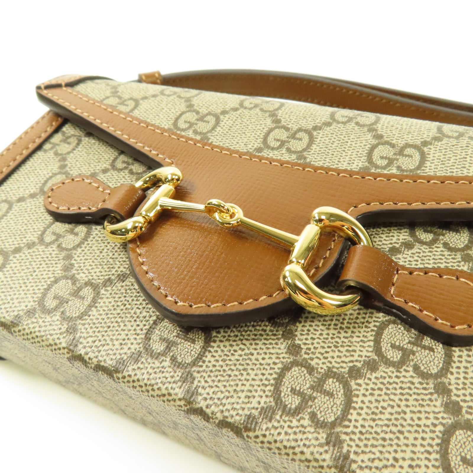 GUCCI 塗層帆布Horsebit 1955 Mini金扣肩背袋