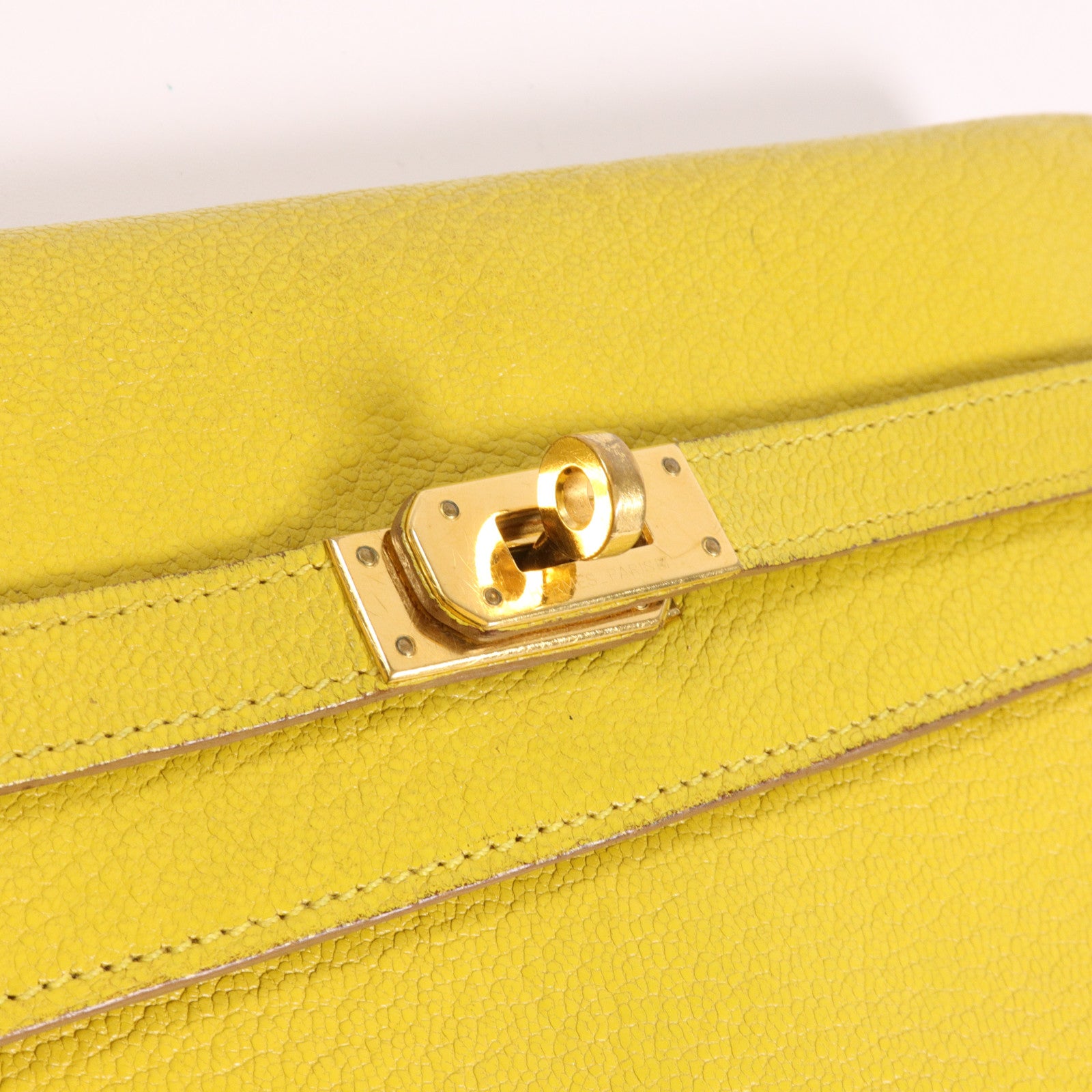 HERMES Chevre皮革Kelly Wallet長錢包Jaune Ambre