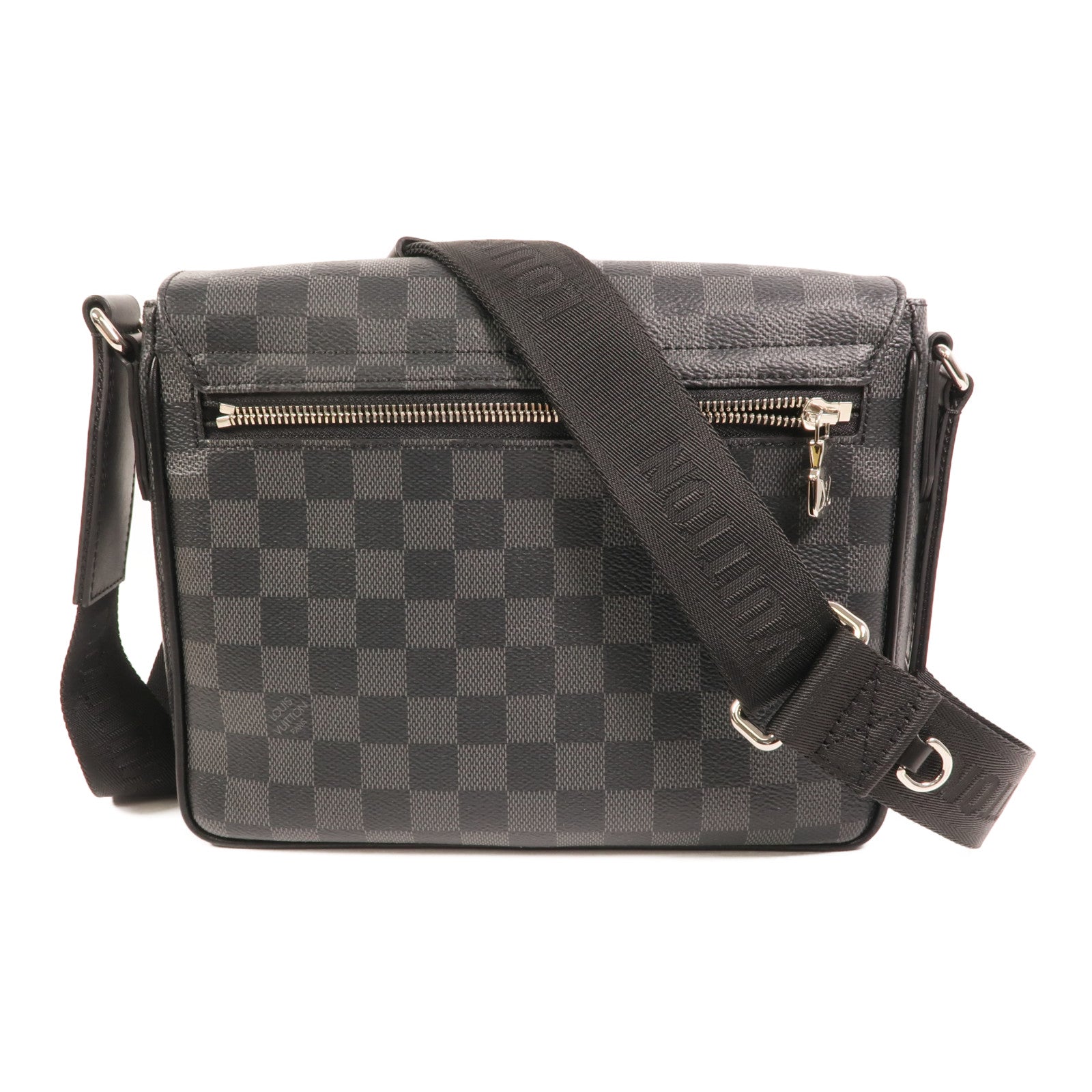 LOUIS VUITTON Damier Graphite District PM Messenger銀扣肩背袋