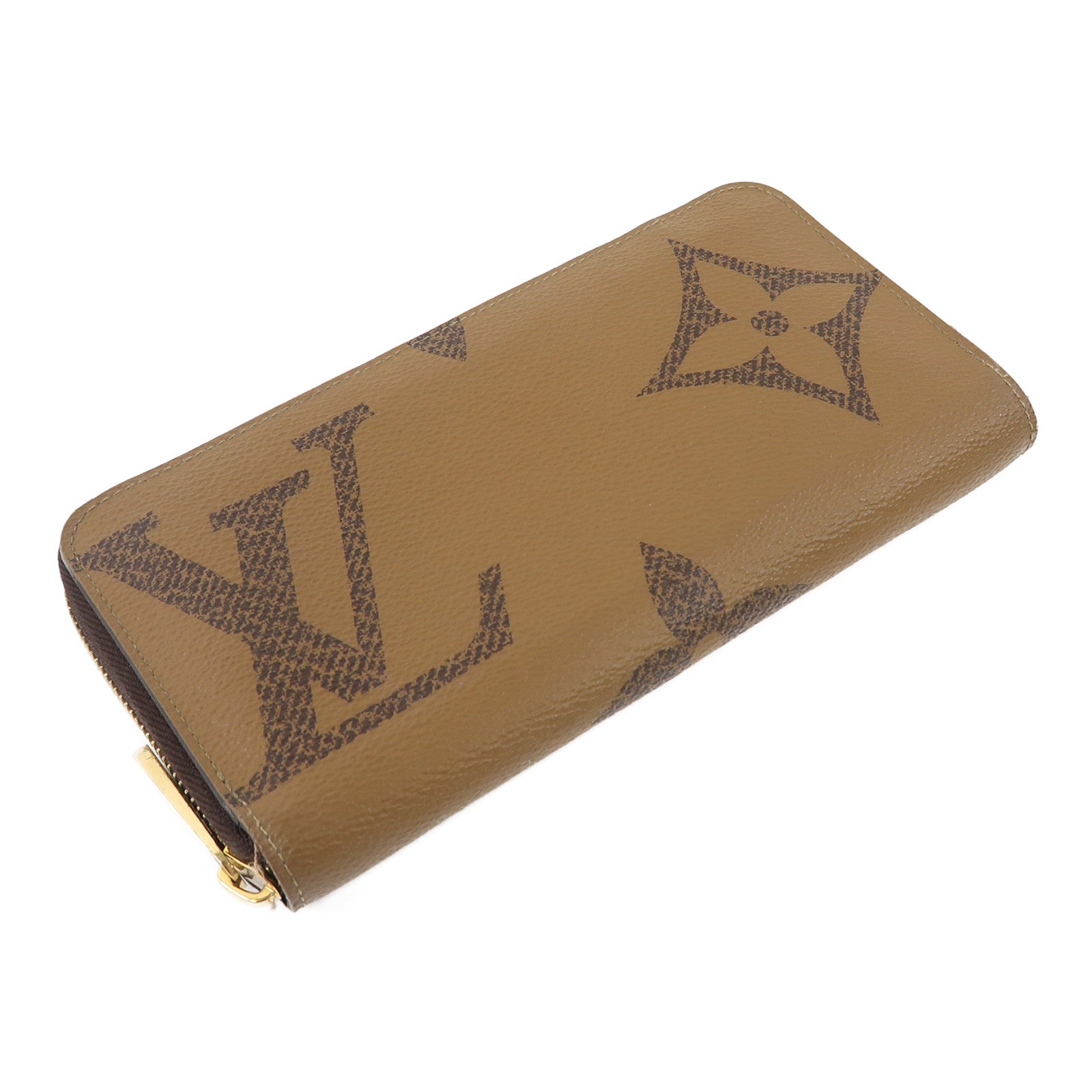 LOUIS VUITTON Monogram Zipper Long Wallet金扣長錢包啡色