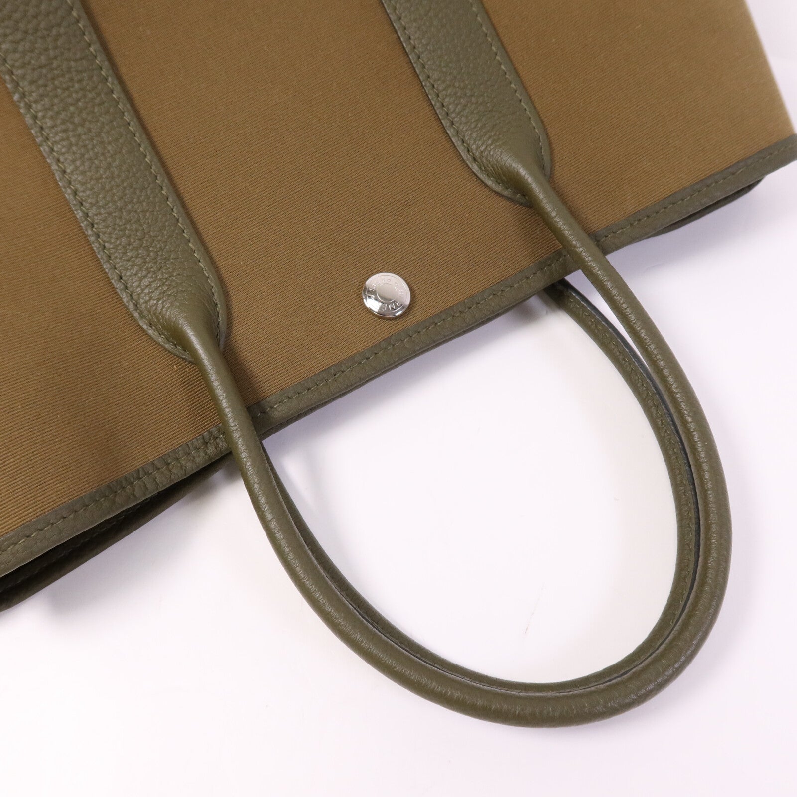 HERMES 帆布Garden Party TPM銀扣手挽袋Canopee