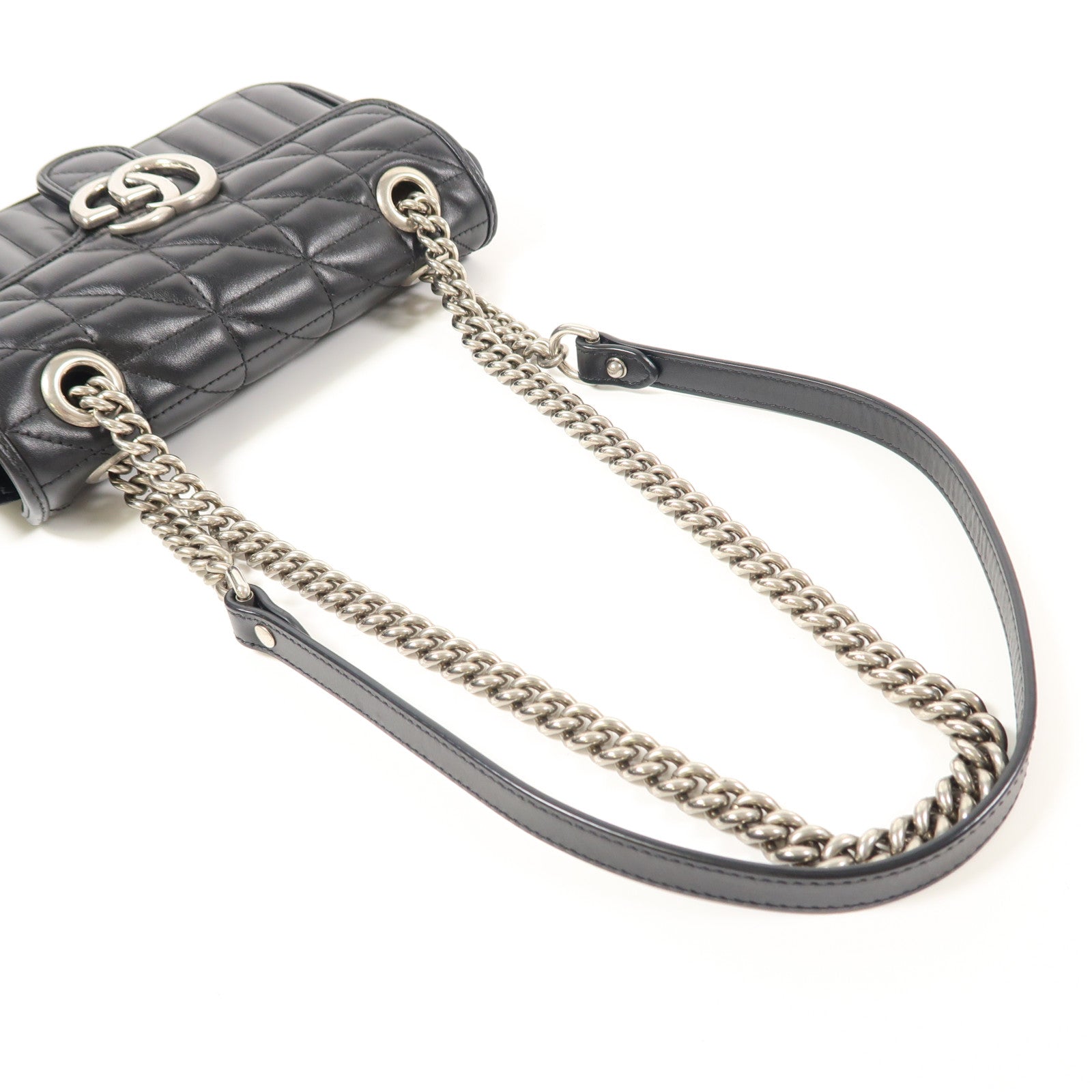 GUCCI 牛皮皮革GG Marmont Mini Shoulder銀扣肩背袋