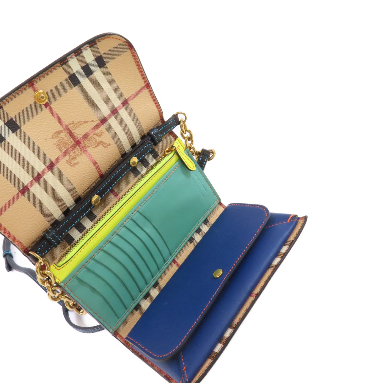 BURBERRY 牛皮皮革Wallet On Chain Shoulder Bag金扣肩背袋黑色