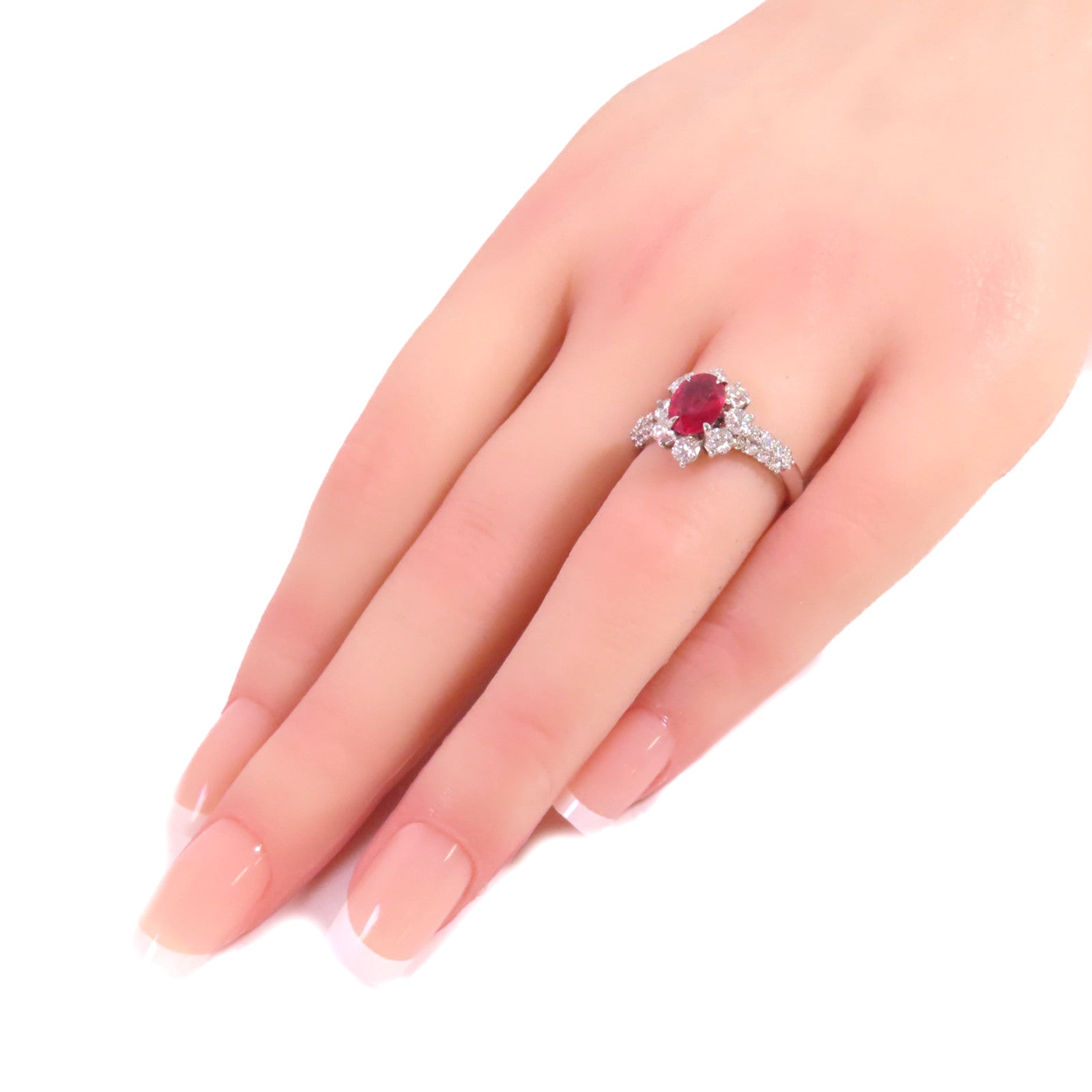 JEWELRY 【激減優惠】PT900鉑金/1.87ct紅寶石/1.24ct鑚石Ruby Diamond Ring戒指US#6.5