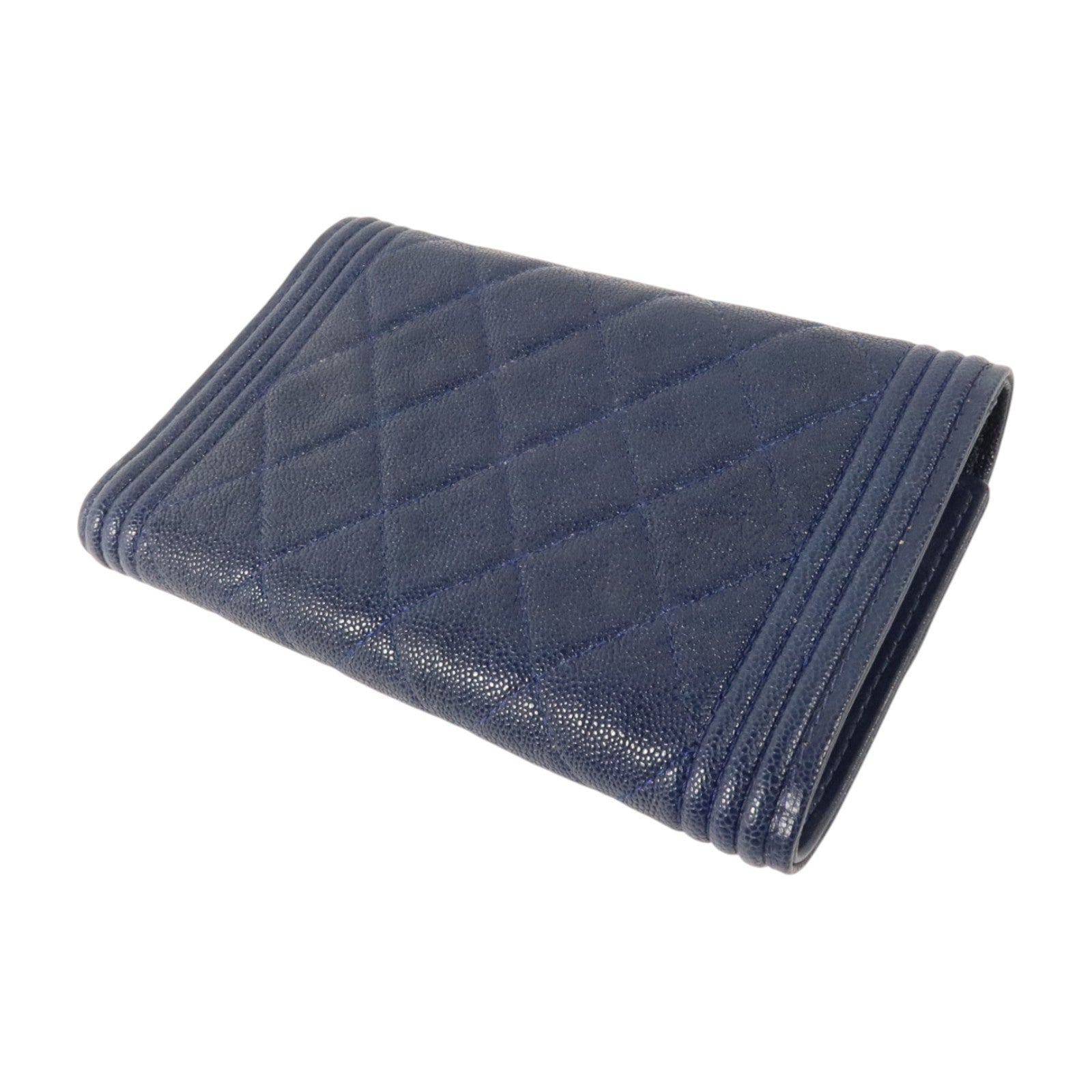 CHANEL 牛皮皮革Boy Chanel Wallet Medium金扣長錢包