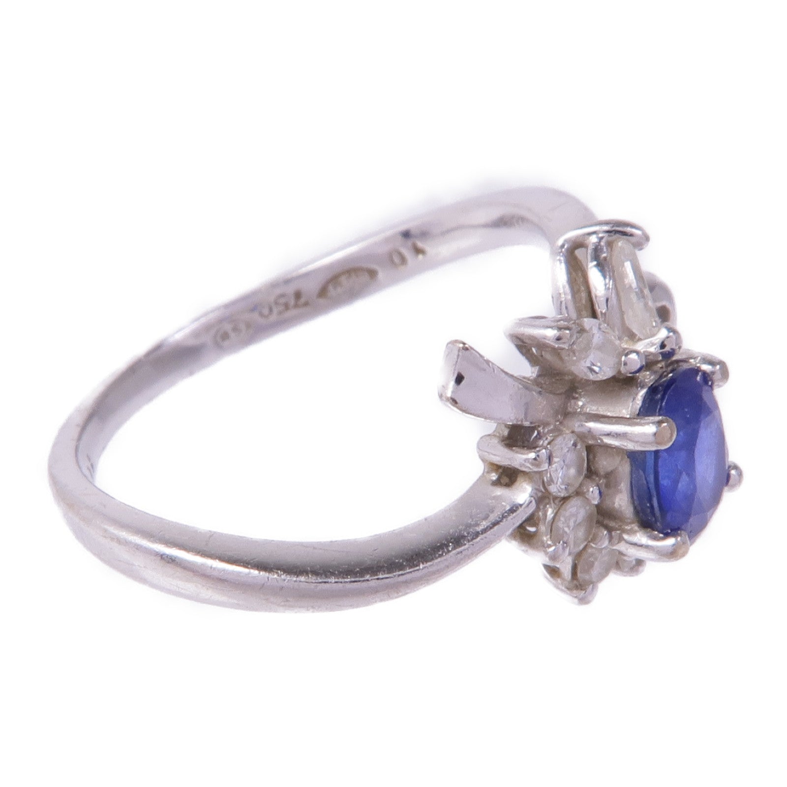 JEWELRY 【激減優惠】18K白金Sapphire Diamond Ring鑽石戒指US#5.75