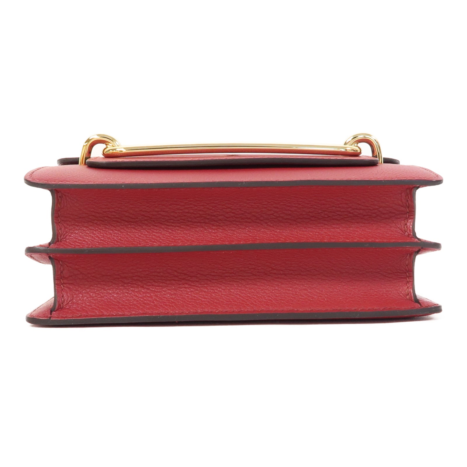 HERMES Evercolor皮革Mini Roulis金扣肩背袋Rouge Grenade/石榴紅色