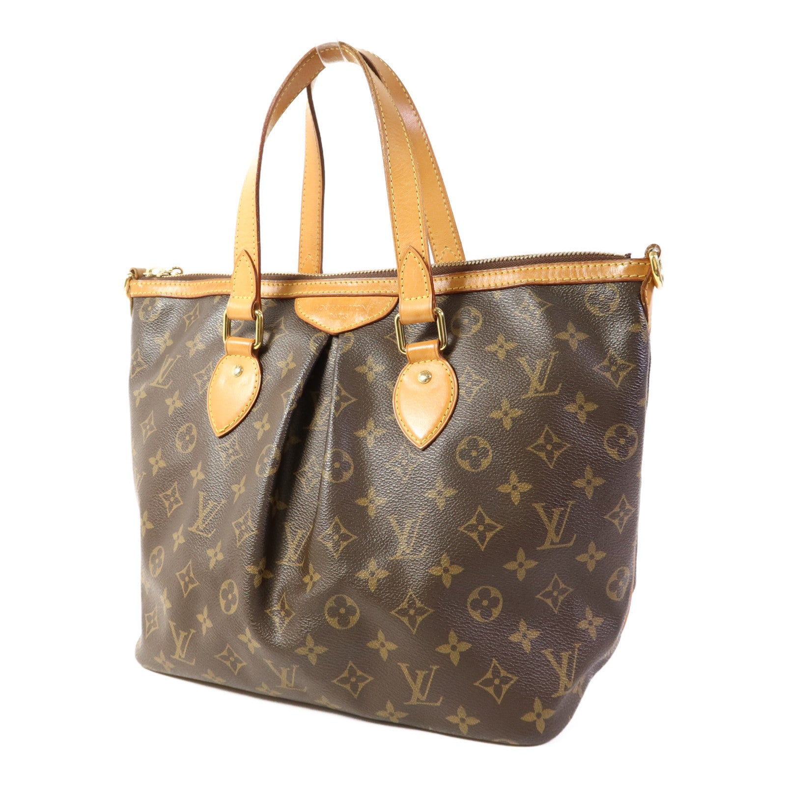 LOUIS VUITTON Monogram Palermo PM金扣手挽肩背兩用袋棕色
