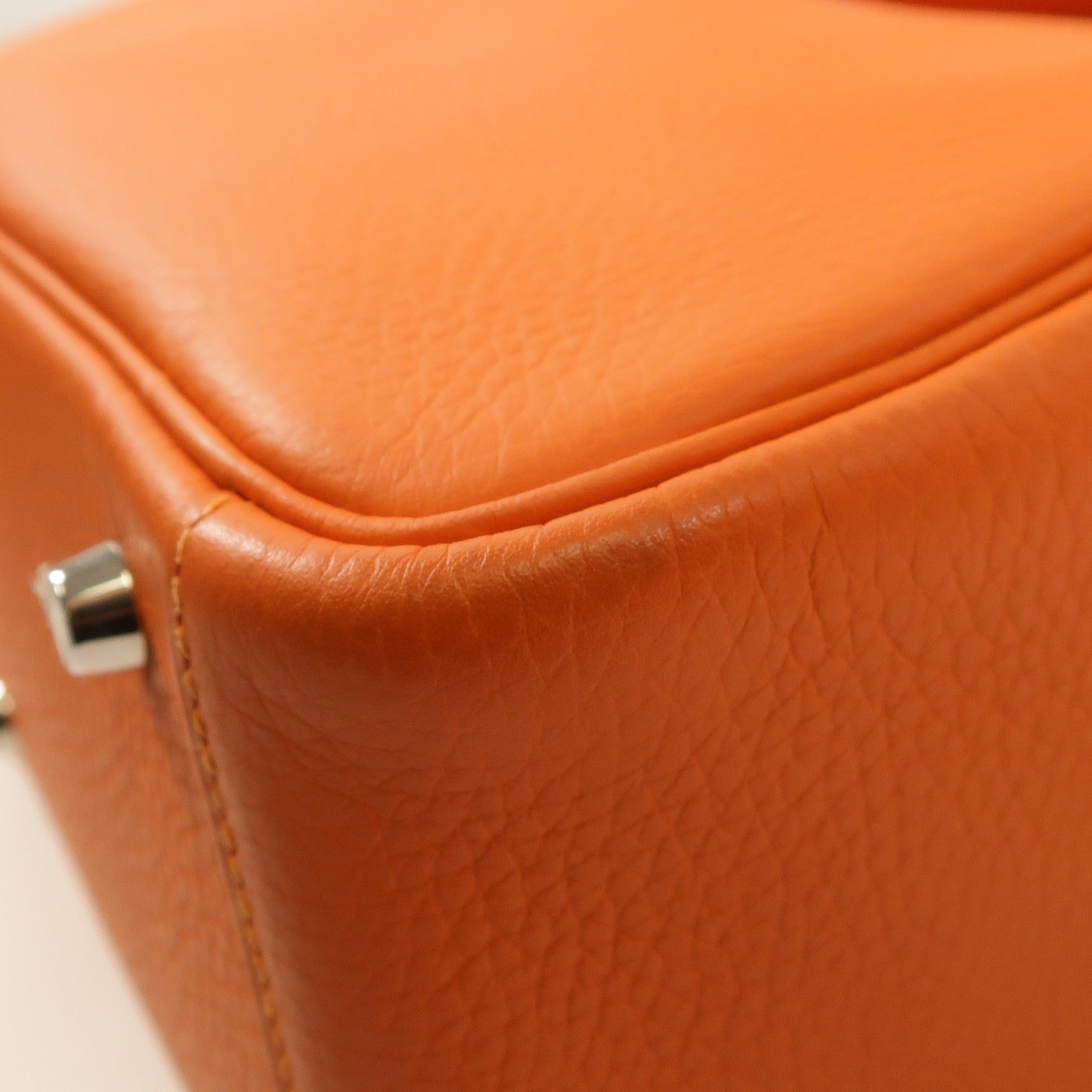 HERMES Clemence皮革Lindy 30銀扣肩背袋9J Feu
